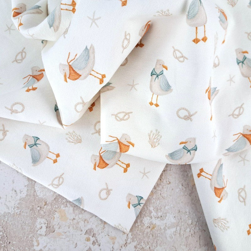 Petite Fitted Cloth Diaper (7-30lbs) - Seagull Sailor - Lilly & Frank