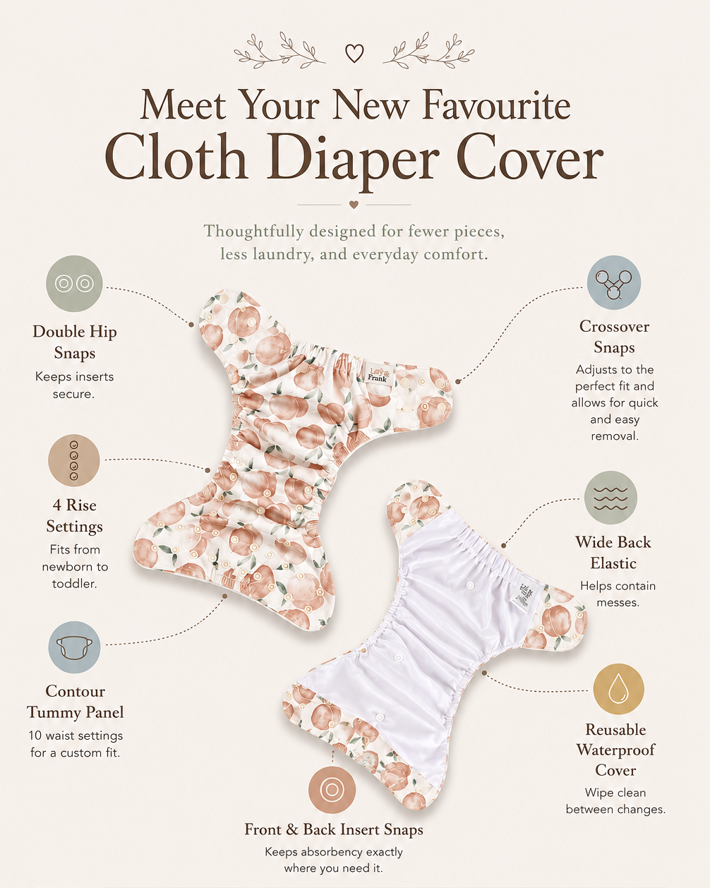 One Size Cloth Diaper Cover - (6-35lbs) by Lilly & Frank