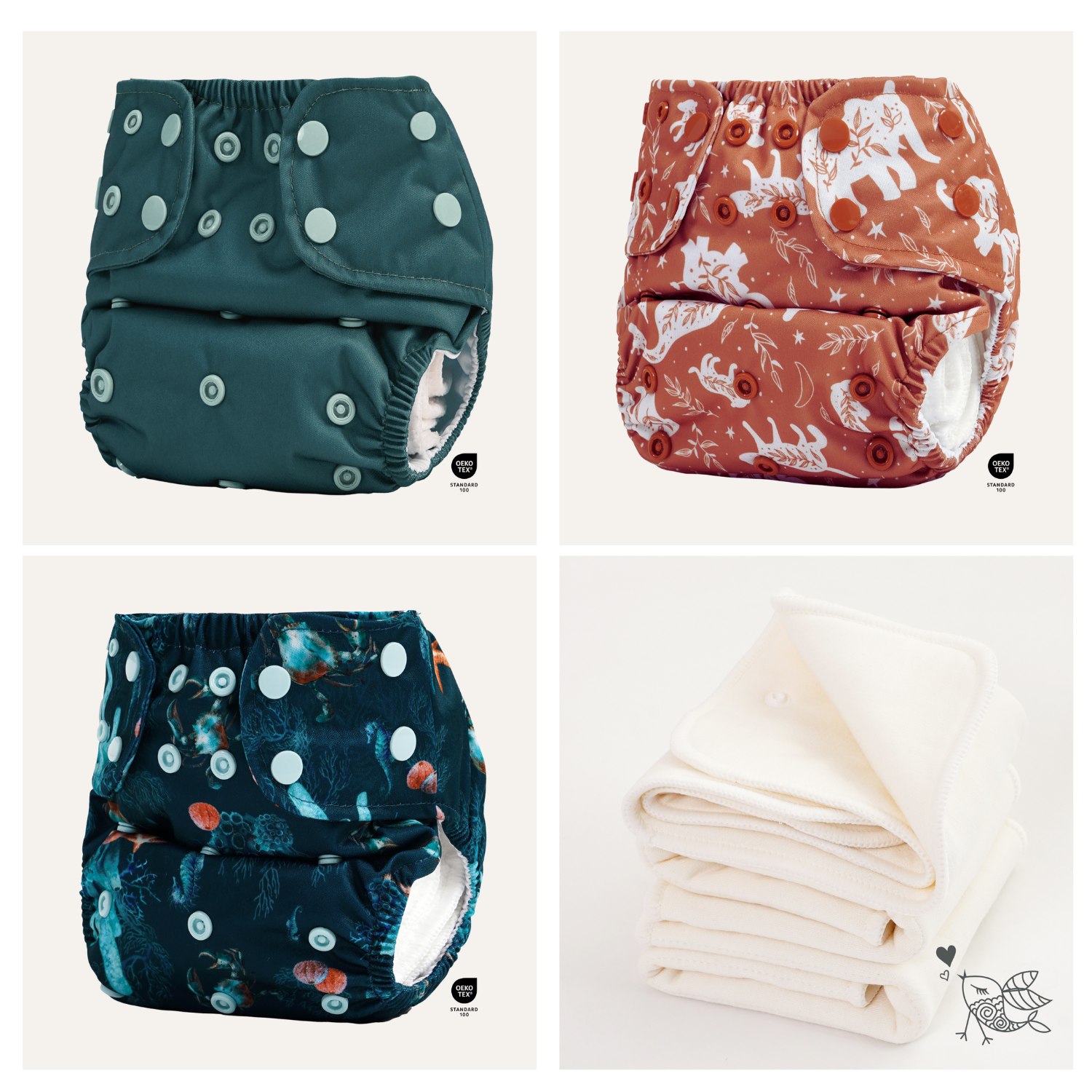 all in two cloth diaper starter bundle canada green and blue