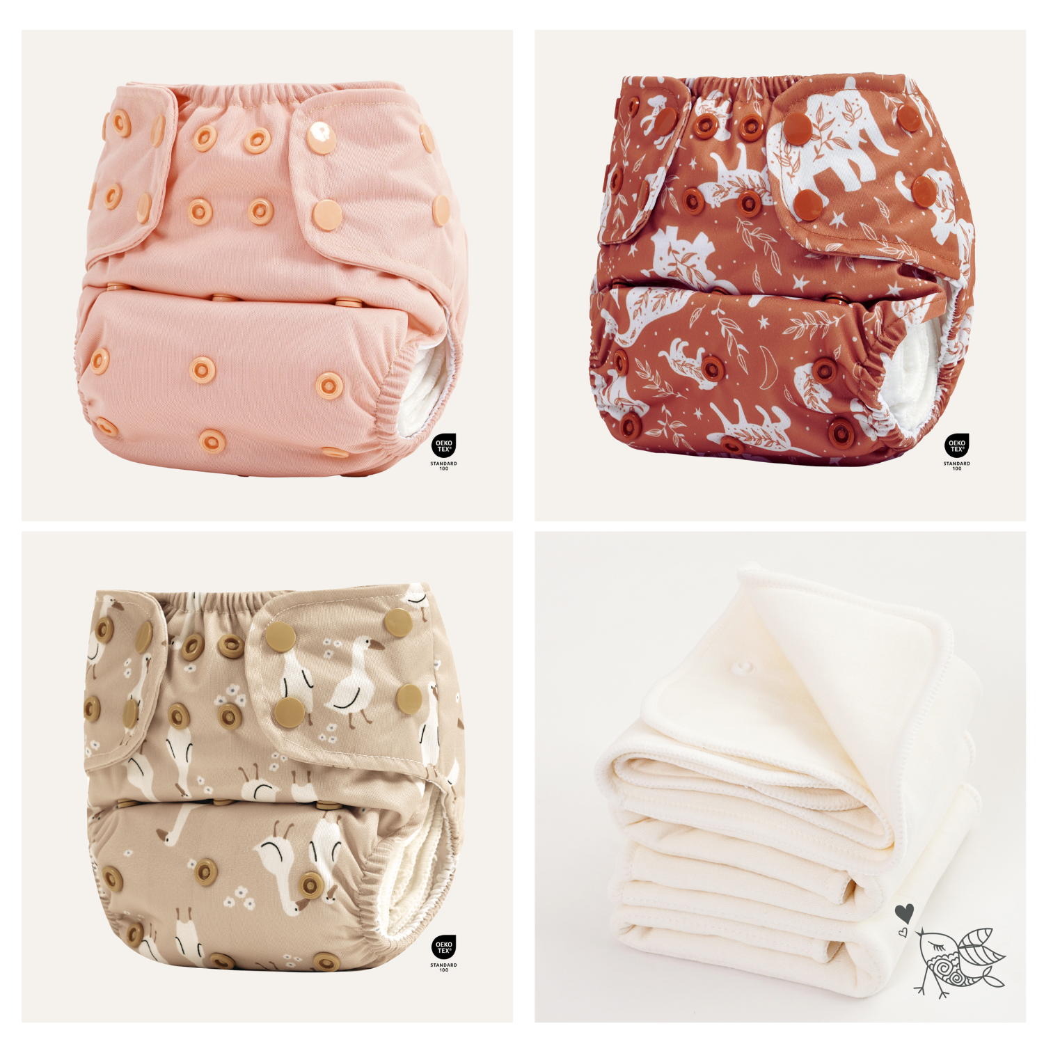 all in two cloth diaper starter bundle canada peach and brown