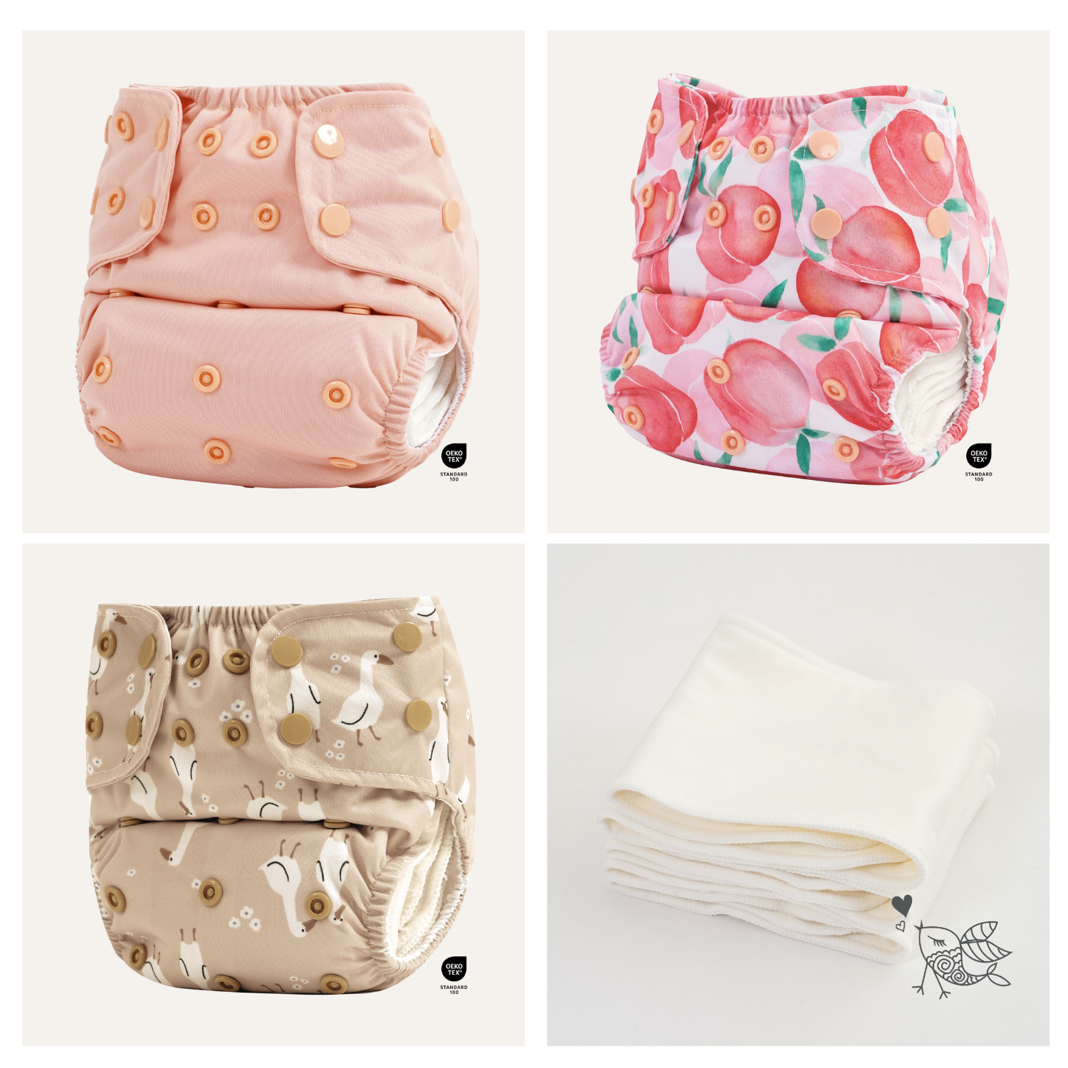 all in two cloth diaper starter bundle - peach set