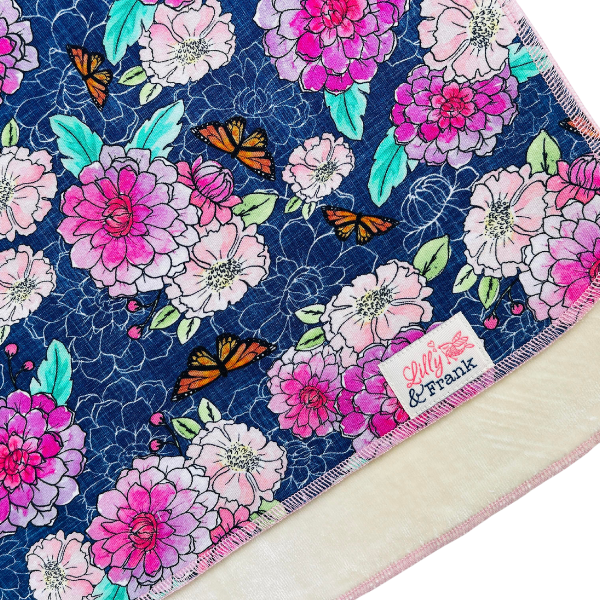 Lilly & Frank Burp Cloths Dahlias & Butterflies Burp Cloth
