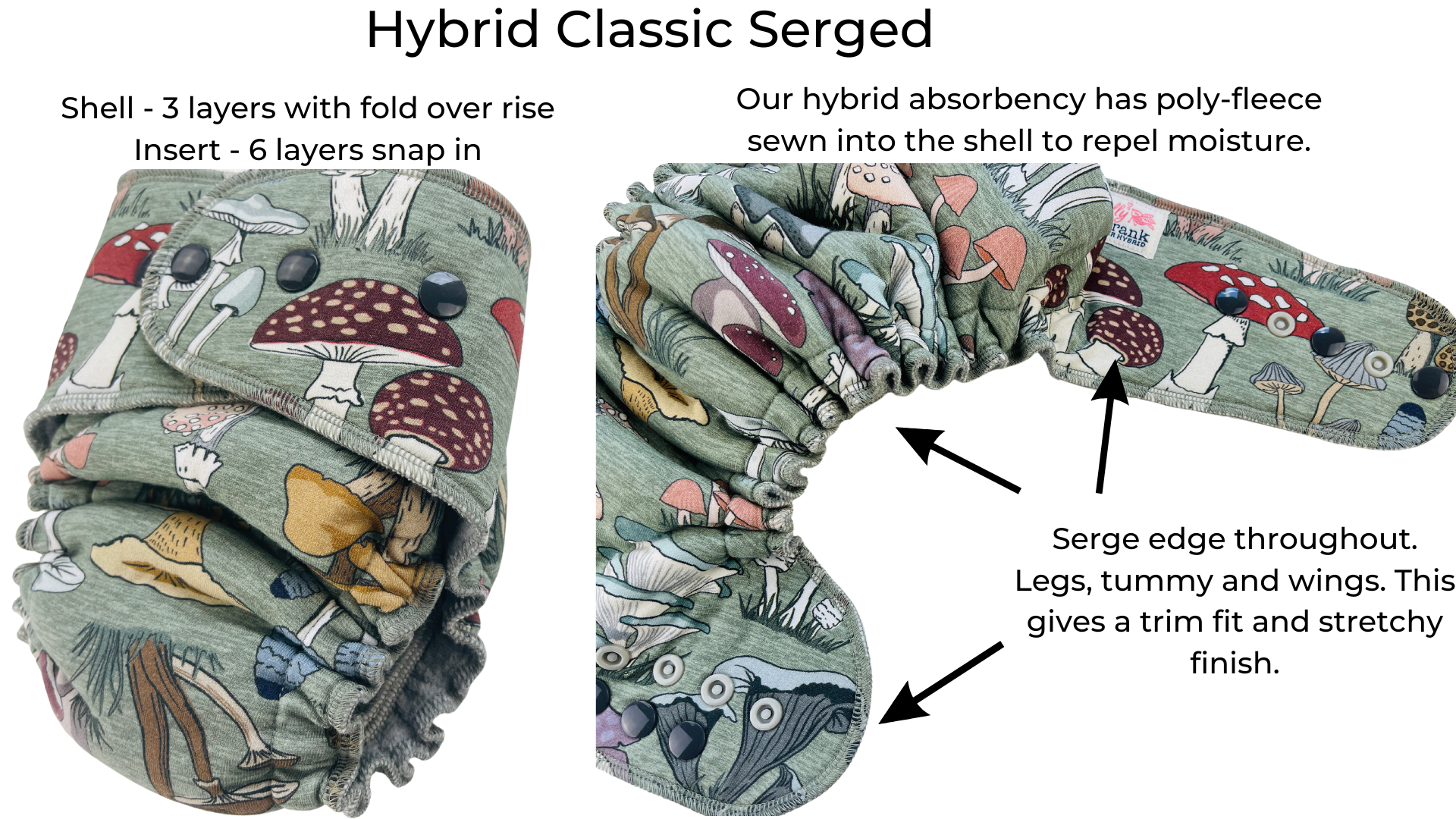 Lilly & Frank Fitted Cloth Diaper Petite Cloth Diaper - Hybrid - Classic Serged