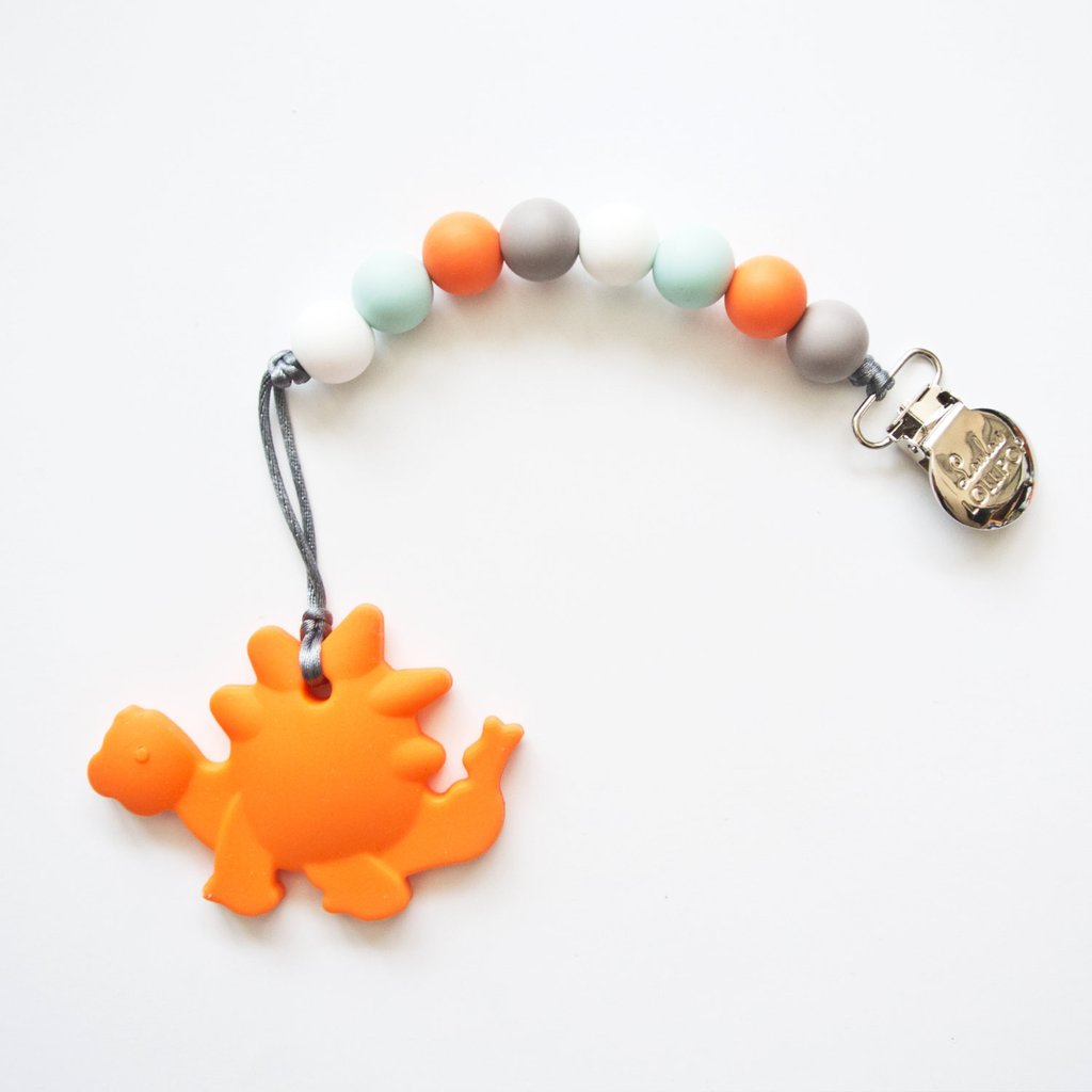 Lou Lou Lollipop Baby Teether Orange Dino Teethers