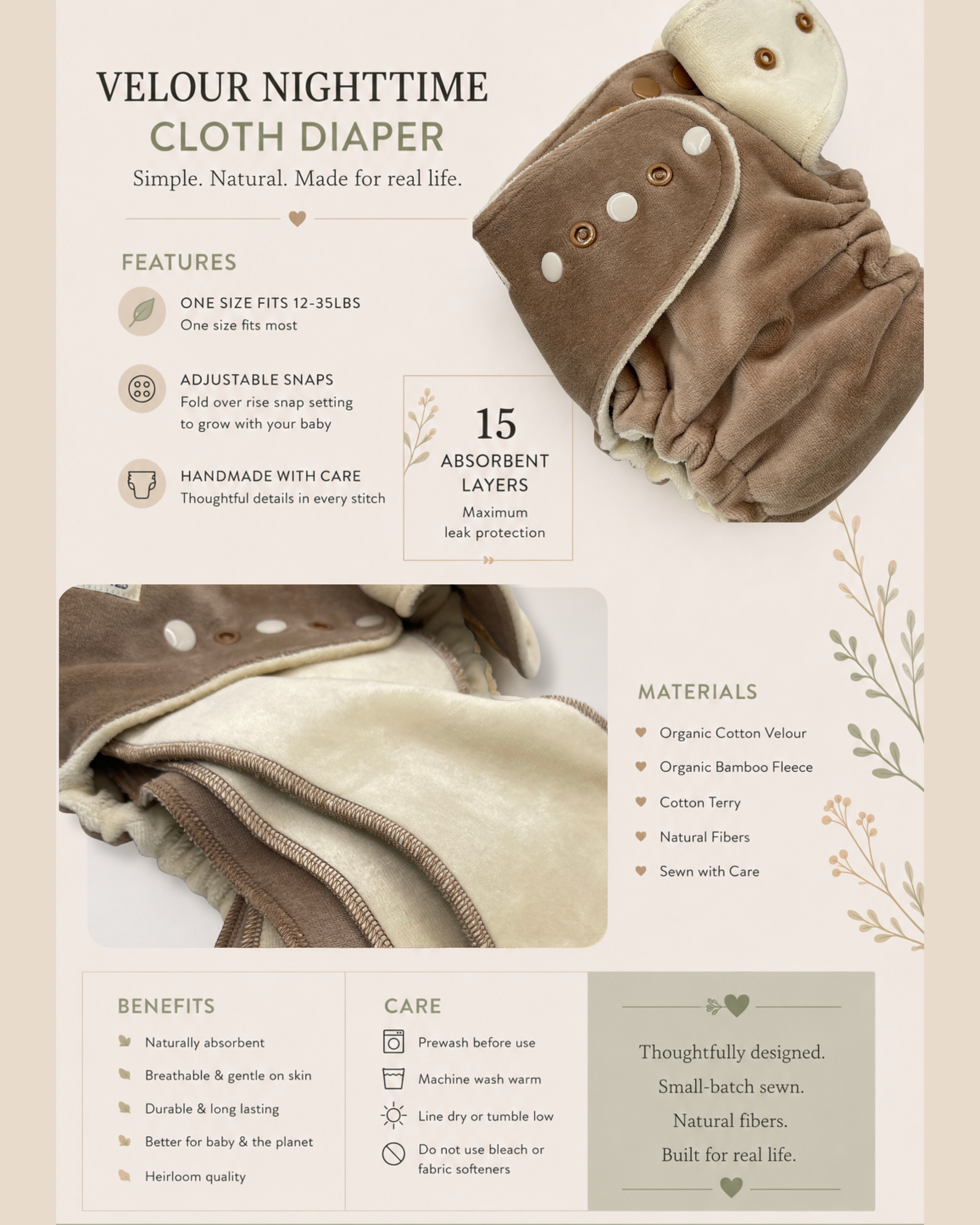 One Size Fitted Cloth Diaper (12-35lbs) - Kettle Pond OBV by Lilly & Frank