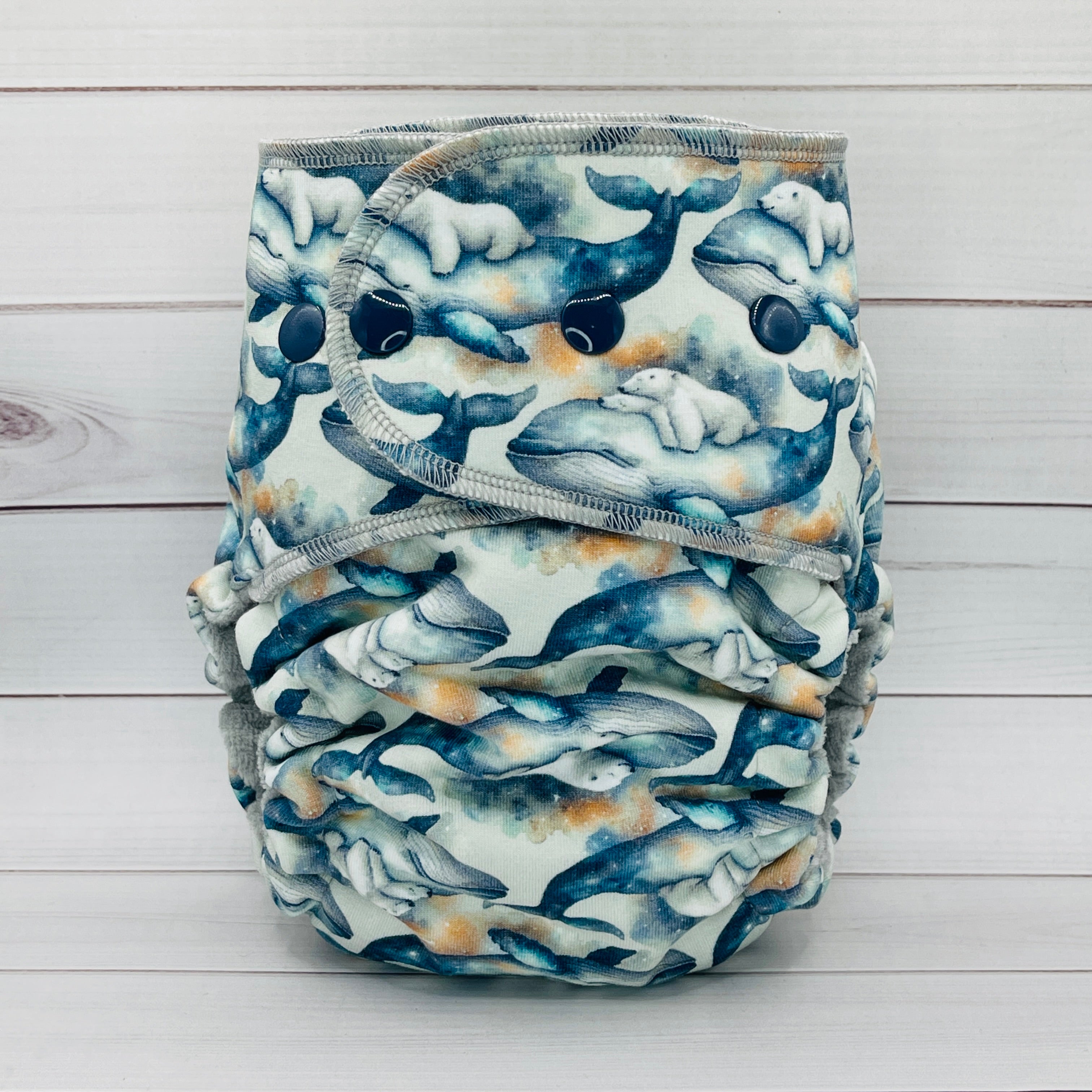 One Size Fitted Cloth Diaper (12-35lbs) - Celestial Tide by Lilly & Frank