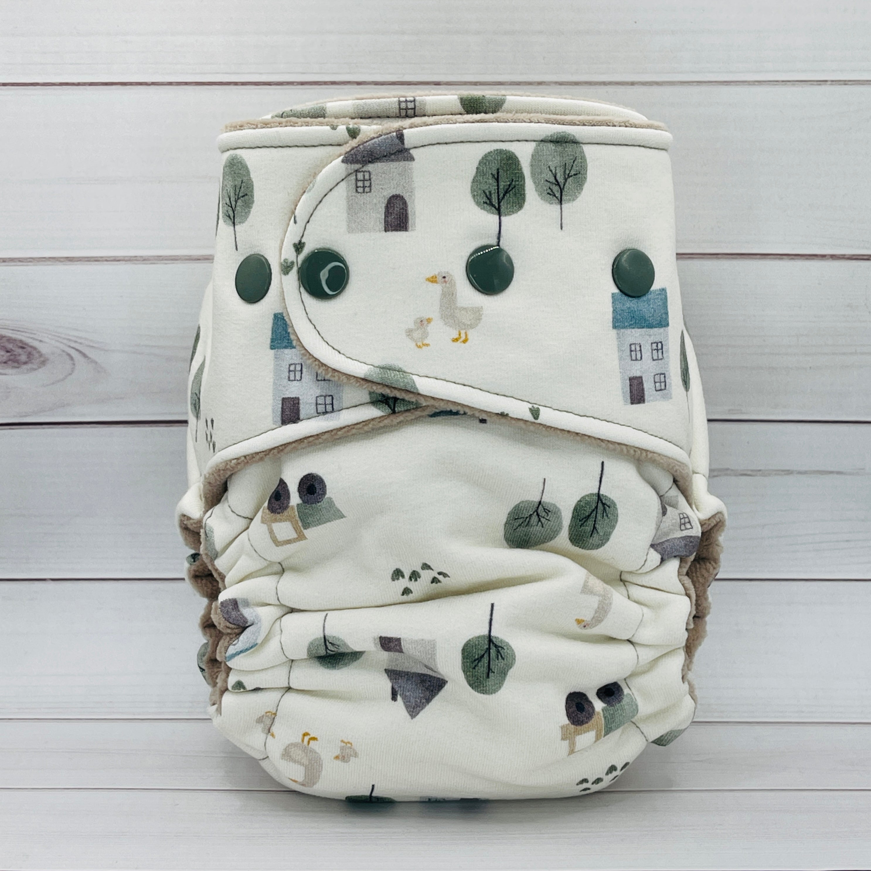 One Size Fitted Cloth Diaper (12-35lbs) - Quiet Cottage by Lilly & Frank