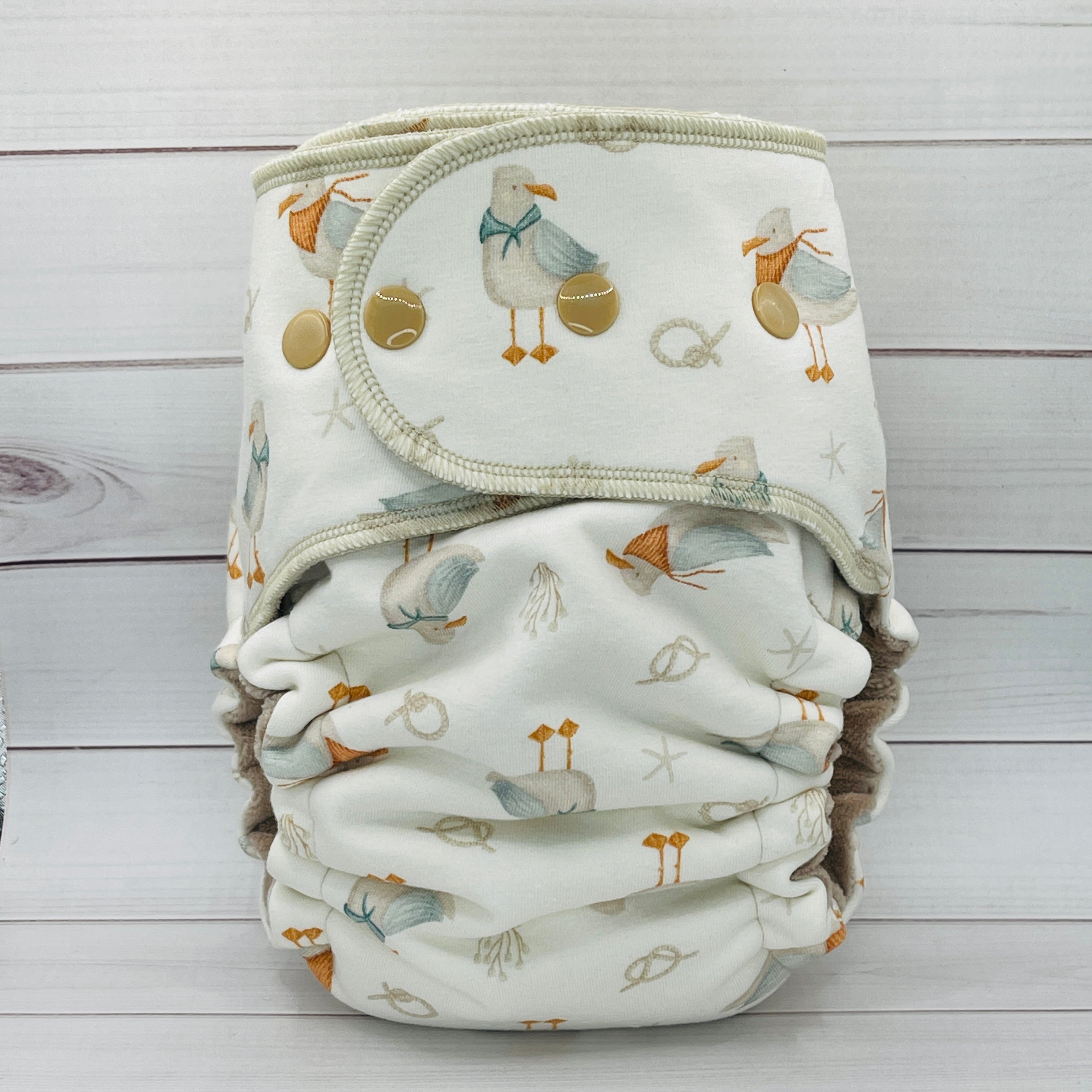 Toddler Fitted Cloth Diaper (20-60lbs) - Seagull Sailor by Lilly & Frank