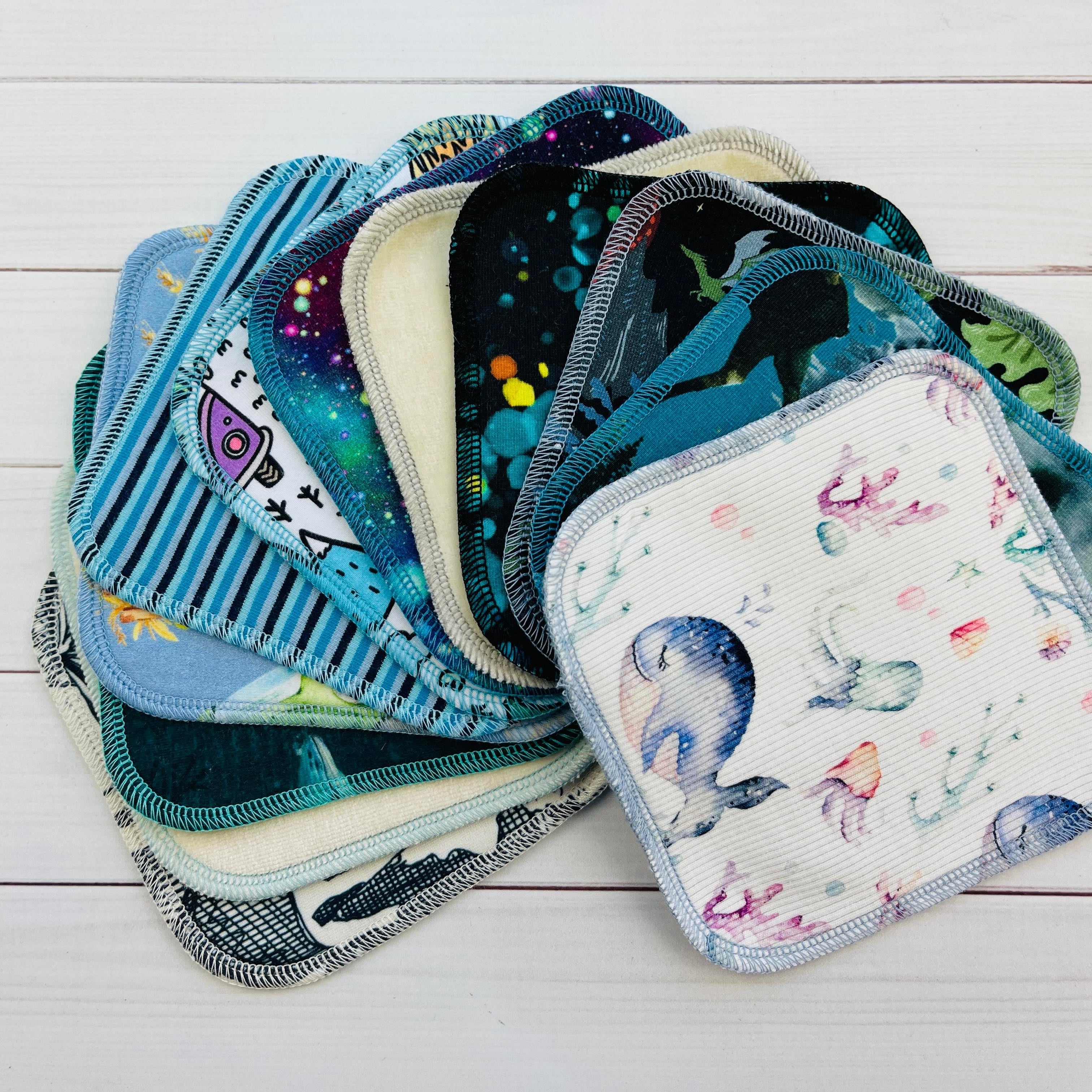 Lilly & Frank Wipes Blues/Greens & Neutrals Midi Size Cloth Wipes