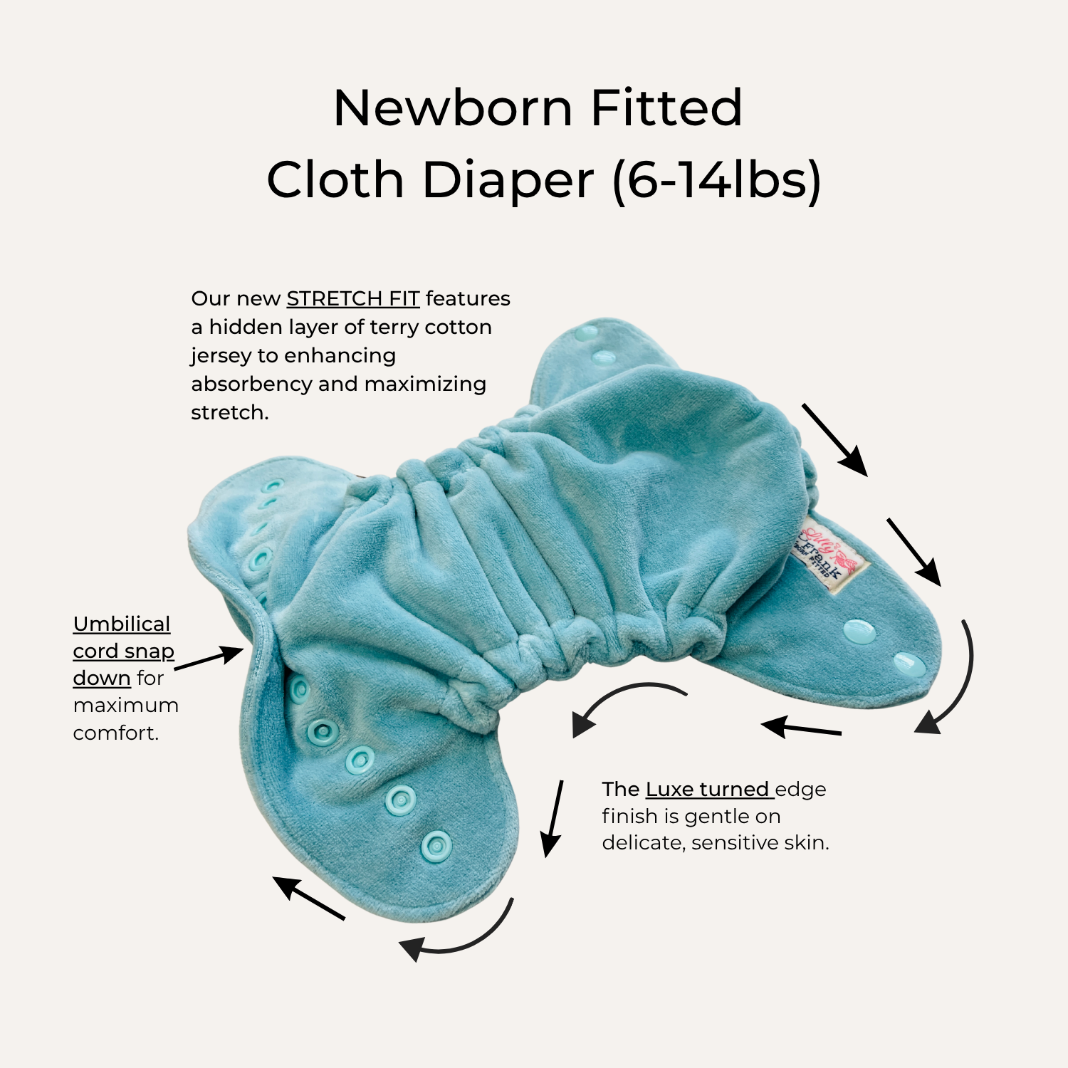 Newborn Fitted Cloth Diaper (6-14lbs) - Busy Street - Navy Stripe by Lilly & Frank 