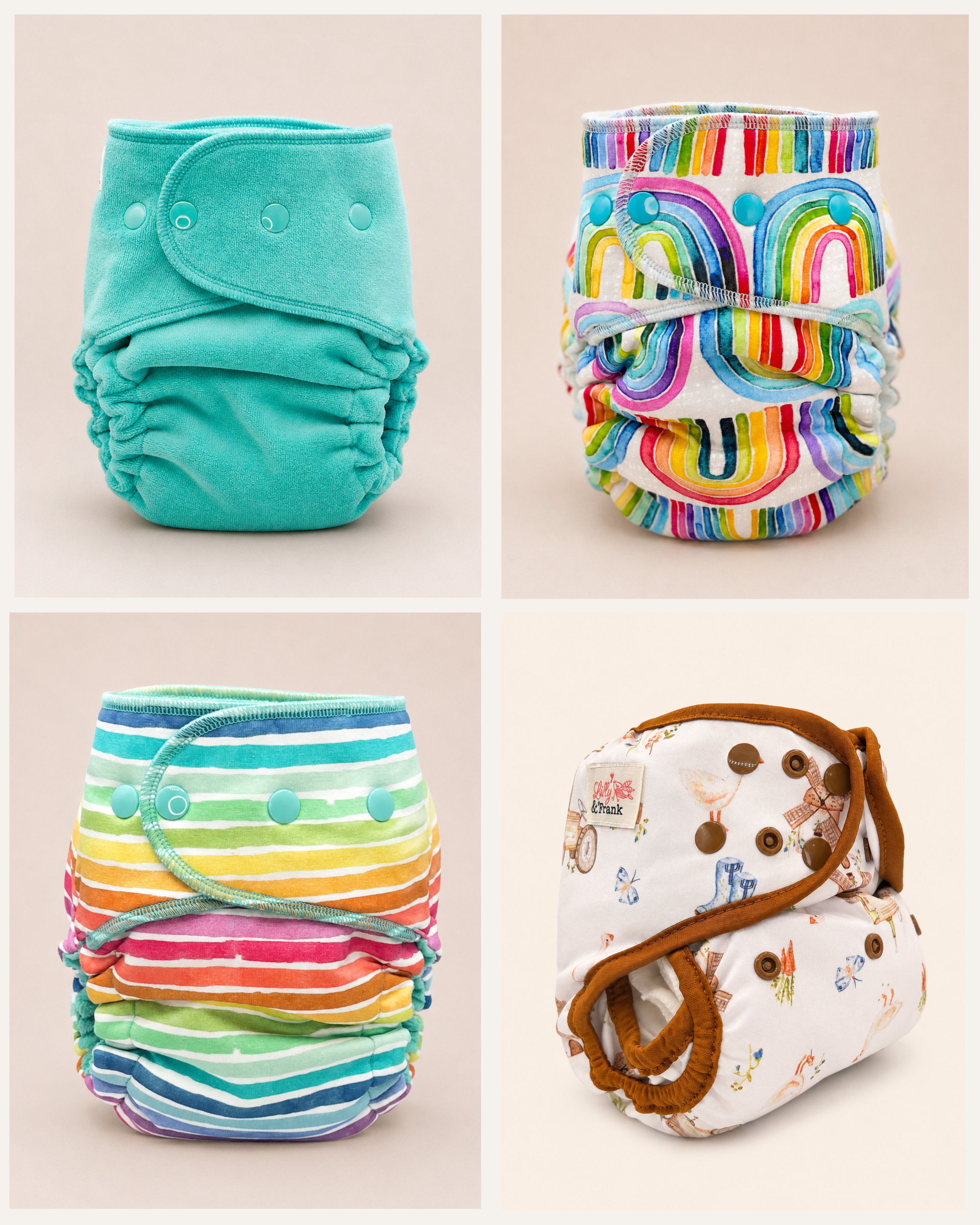 One Size Fitted Cloth Diaper Bundle by Lilly & Frank 
