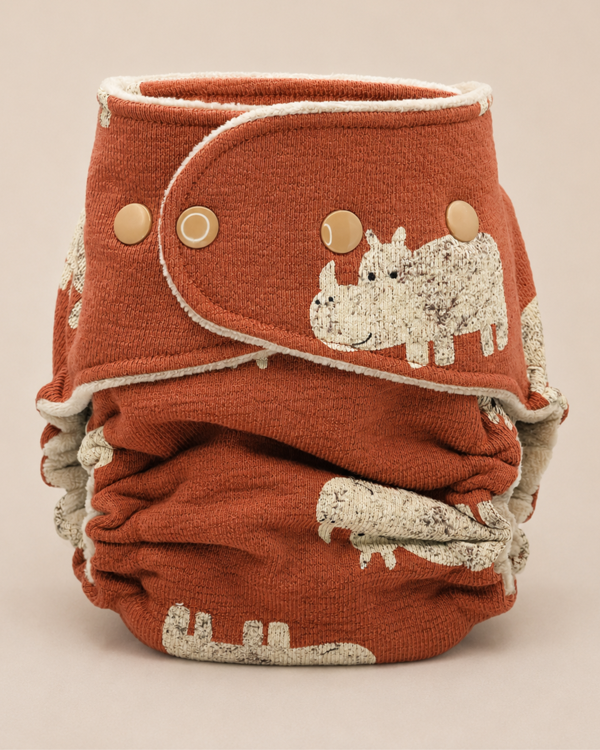 One Size Fitted Cloth Diaper (12-35lbs) - Happy Rhinos by Lilly & Frank 