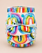 One Size Hybrid Cloth Diaper (12-35lbs) - Rainbows by Lilly & Frank 