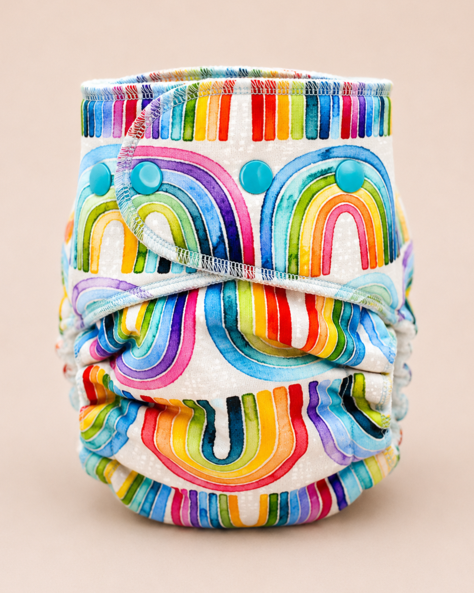 One Size Hybrid Cloth Diaper (12-35lbs) - Rainbows by Lilly & Frank 