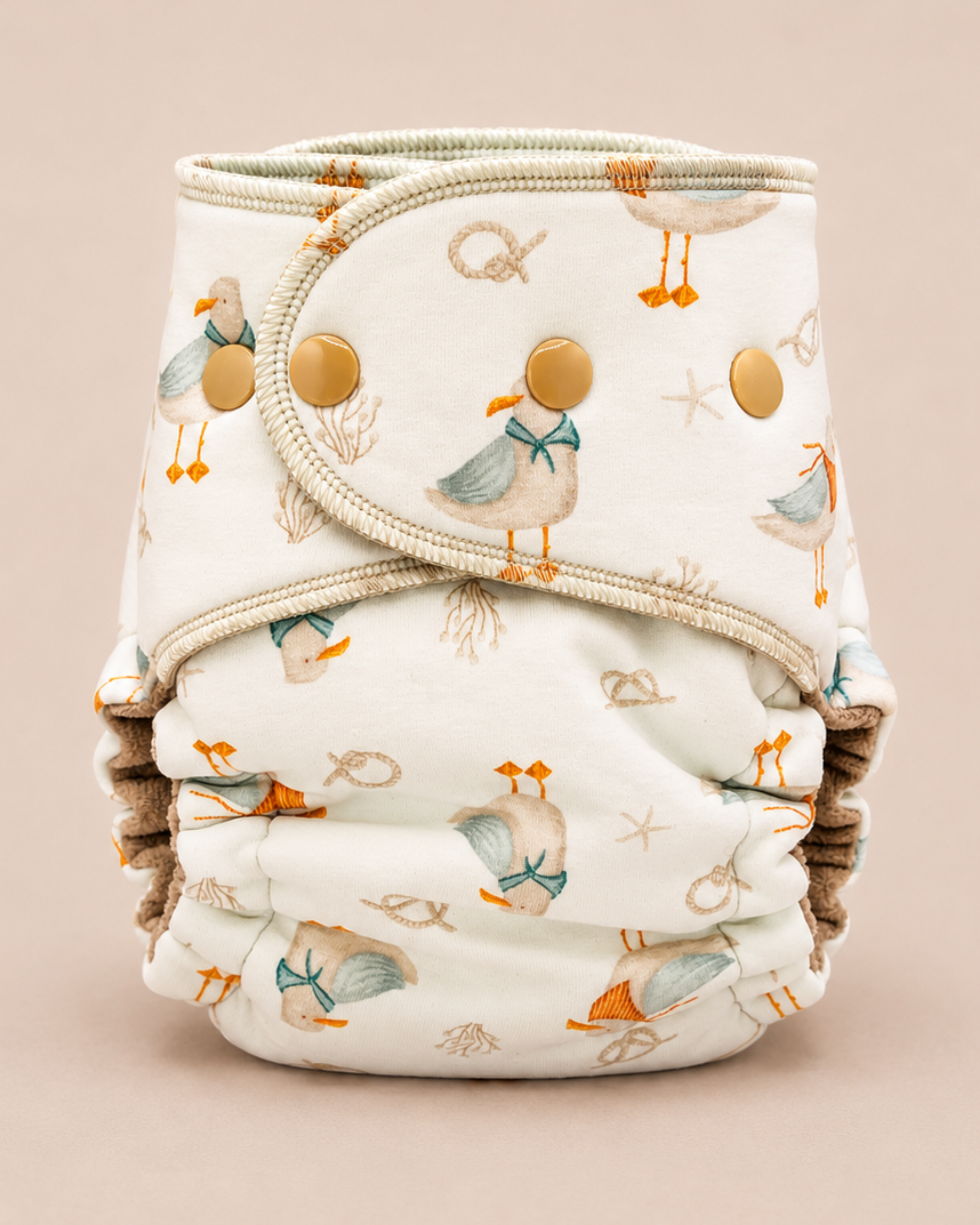 One Size Hybrid Cloth Diaper (12-35lbs) - Seagull Sailor by Lilly & Frank 