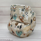 Patterned cloth diaper on a wooden surface
