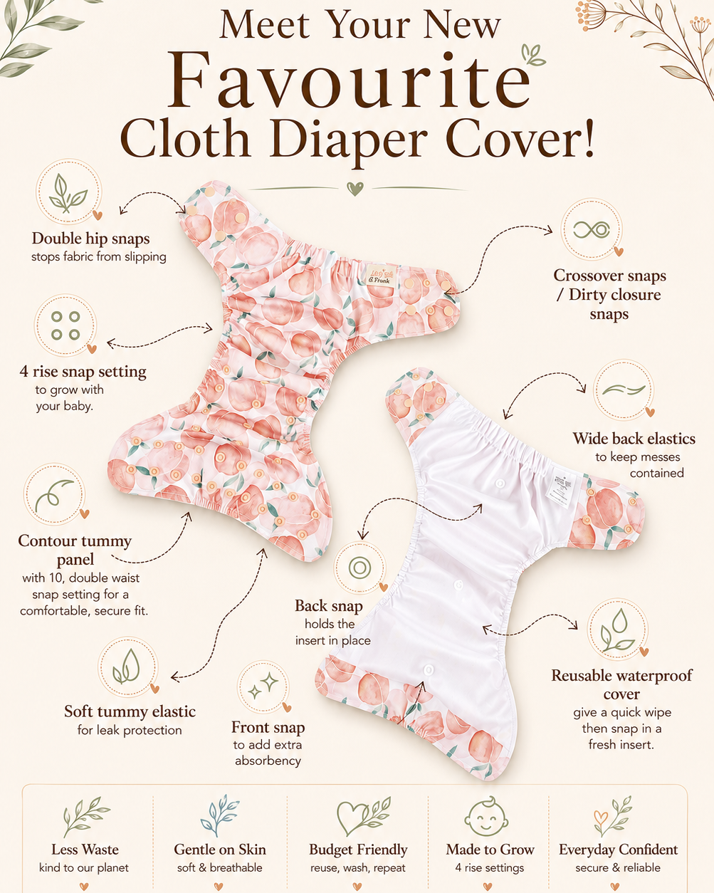 Diaper Cover - Lunara (6-35lbs) by Lilly & Frank 