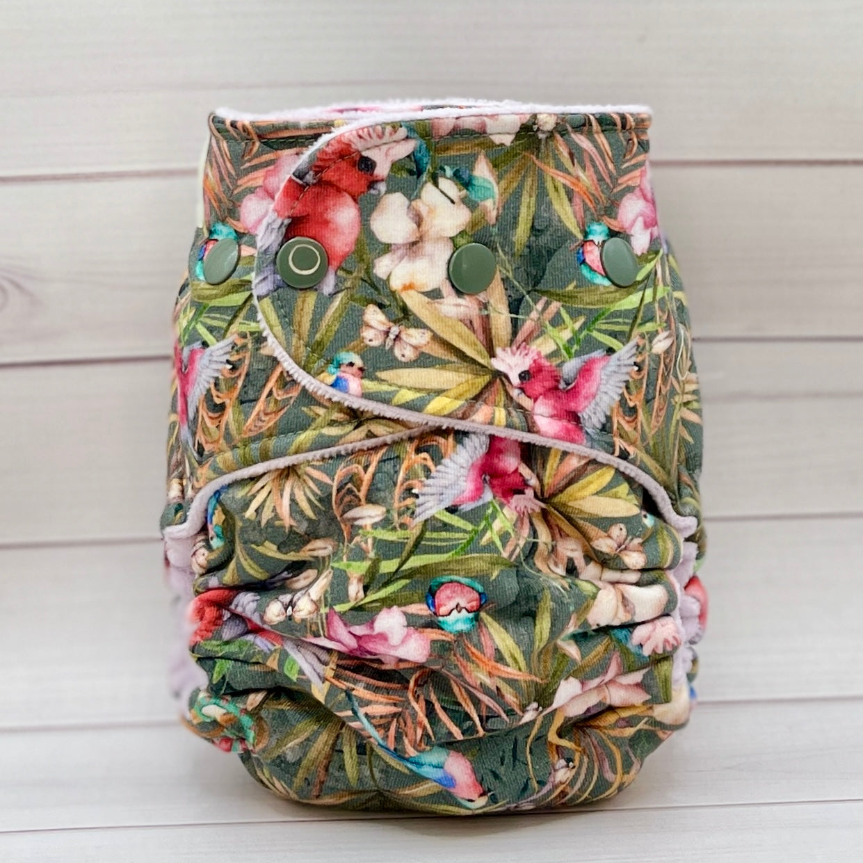 Petite Fitted Cloth Diaper (7-30lbs) - Birds Of Paradise - Lilly & Frank 