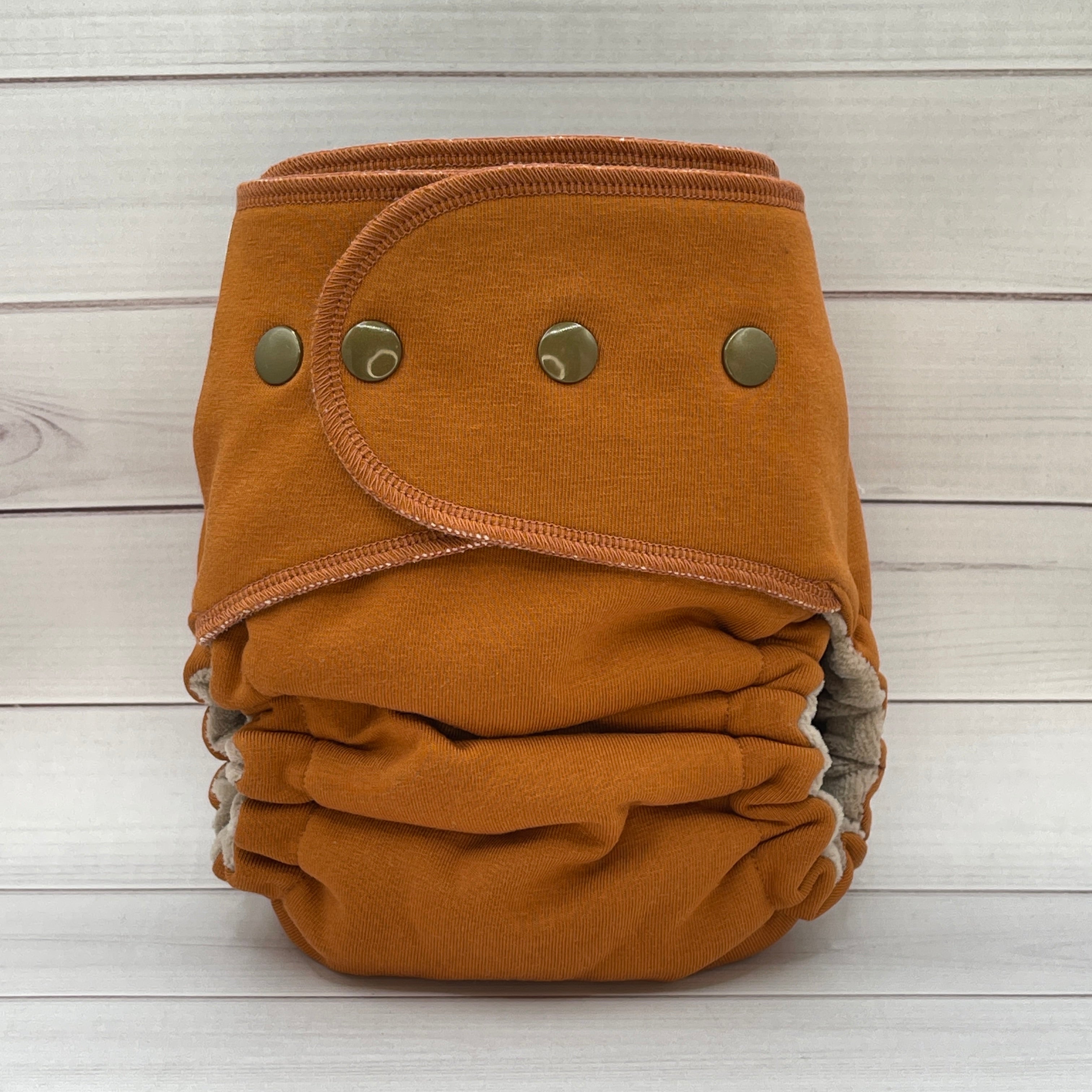 One Size Fitted Cloth Diaper (12-35lbs) - Copper & Oak by Lilly & Frank 