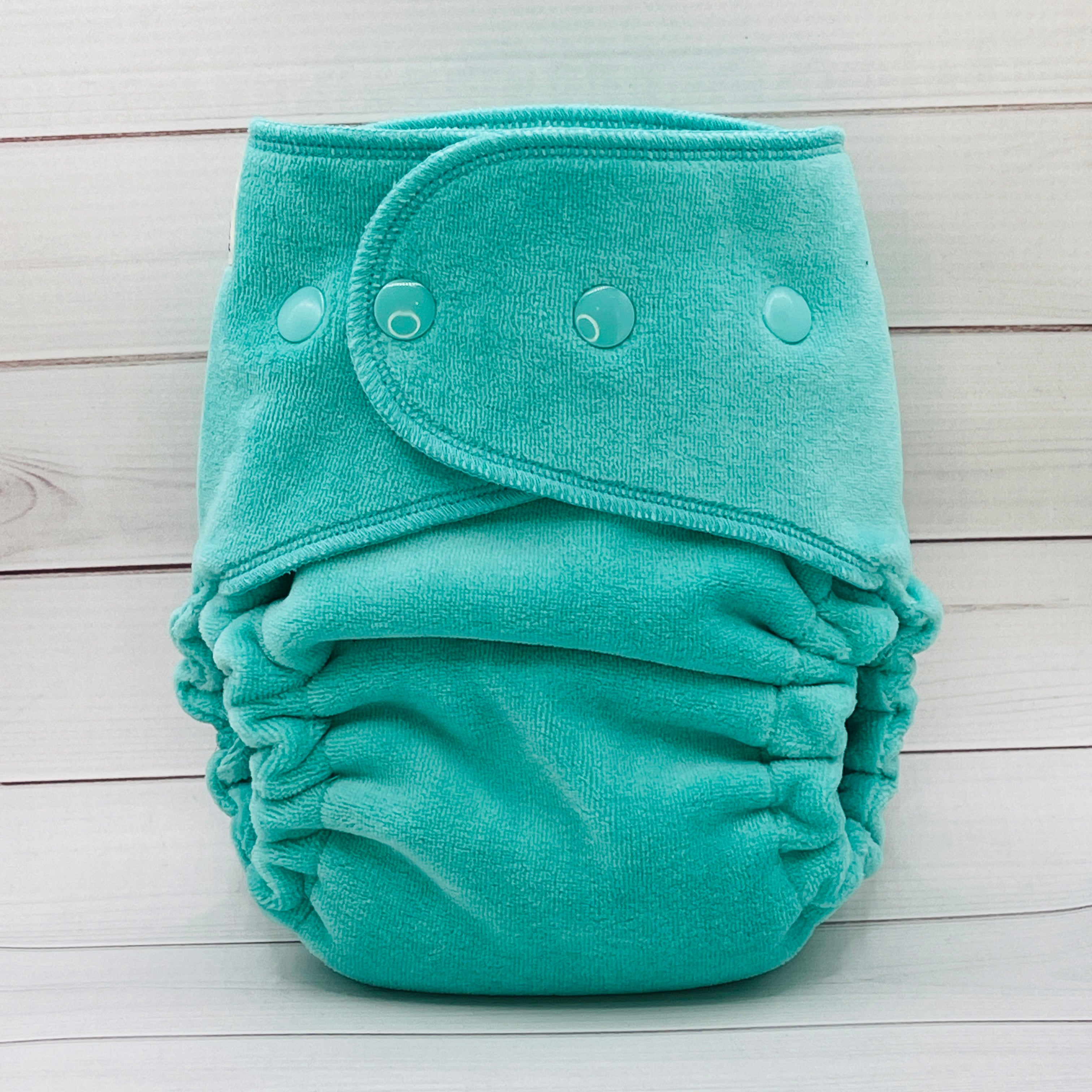 One Size Fitted Cloth Diaper (12-35lbs) - Jade Velour by Lilly & Frank 