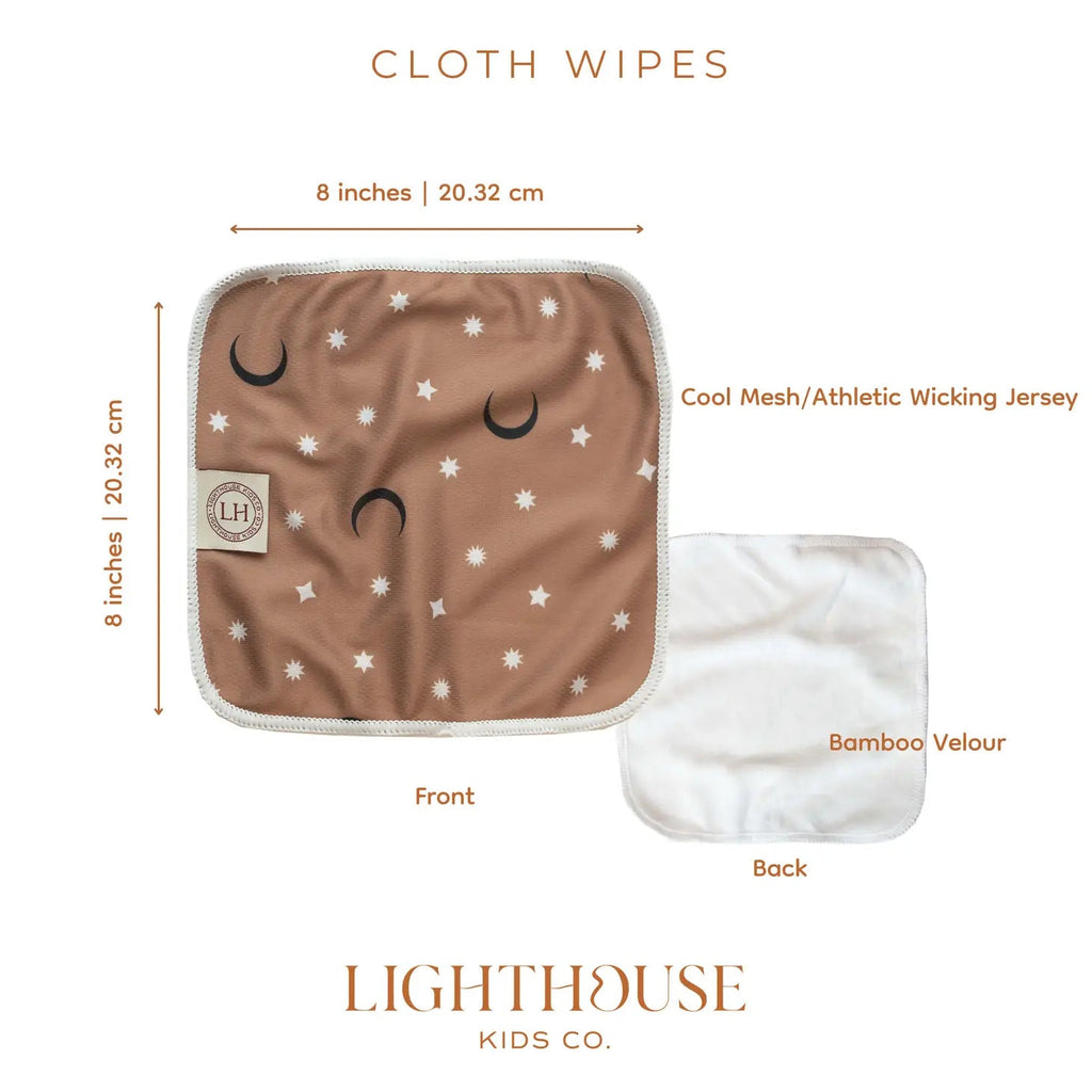 Lighthouse Kids Co. Pocket Cloth Diaper Lighthouse Kids - Cloth Wipes | Washcloths - 6 Pack