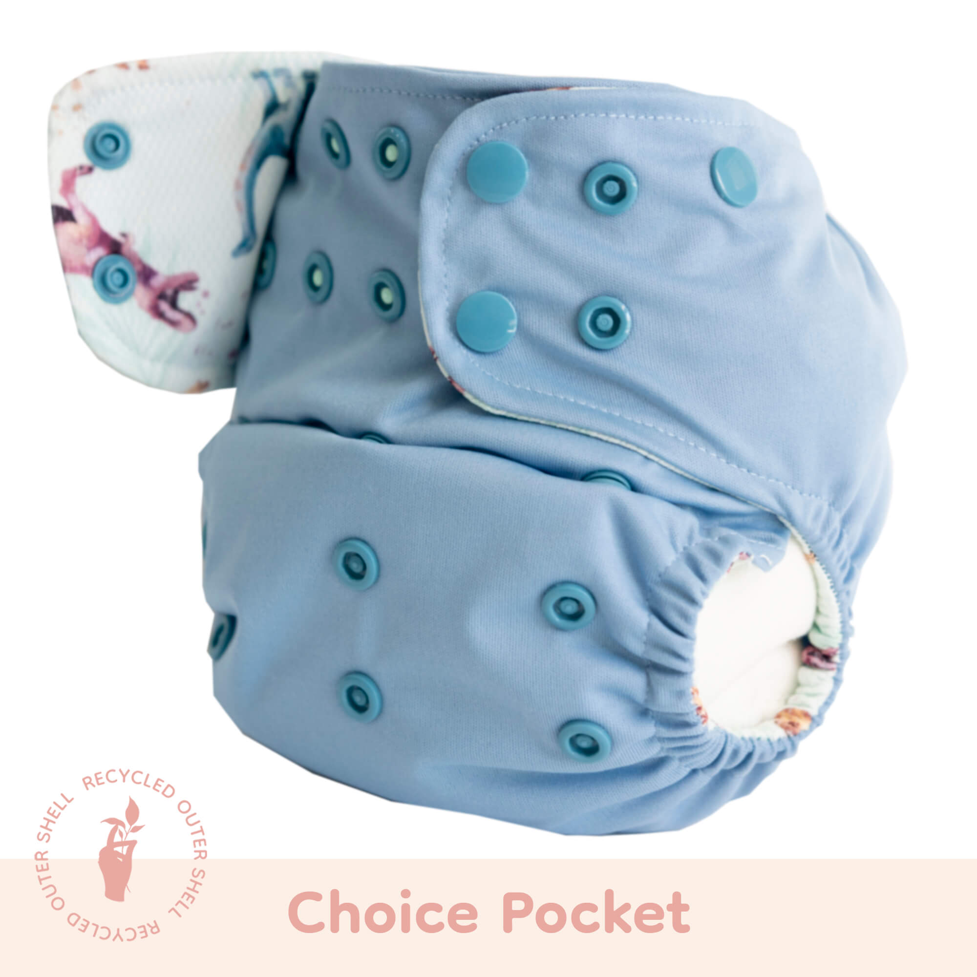 Lighthouse Kids Co. Pocket Cloth Diaper Peek-A-Boo Sky Dino Lighthouse Kids Co. Pocket Cloth Diaper - Supreme (15-55+lbs)