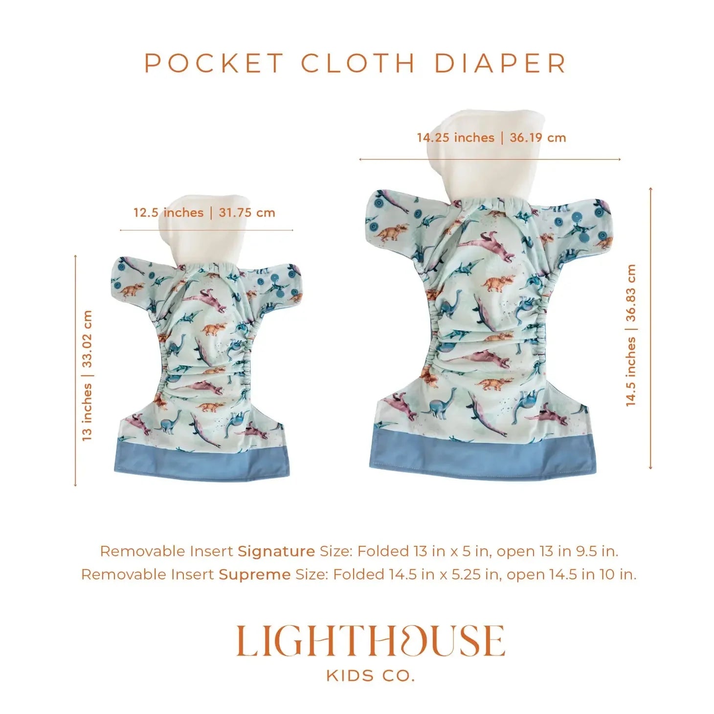 Lighthouse Kids Co. Pocket Cloth Diaper Size 2 - Supreme Lighthouse Kids Co. Pocket Cloth Diaper - Supreme (15-55+lbs)