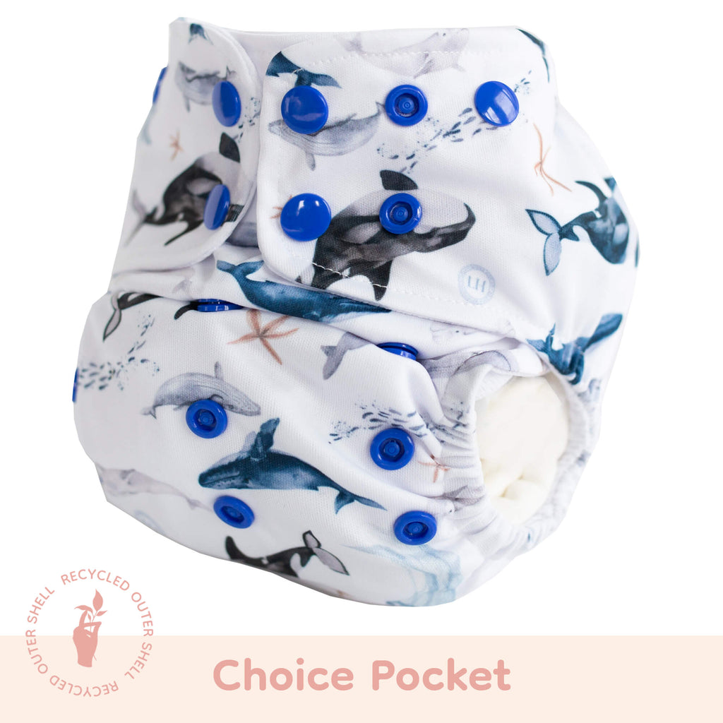 Lighthouse Kids Co. Pocket Cloth Diaper Whale Tale Lighthouse Kids Co. Pocket Cloth Diaper - Supreme (15-55+lbs)