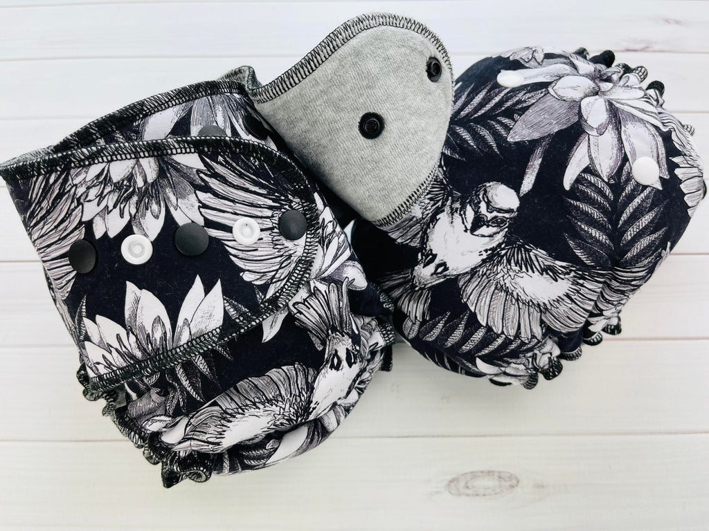 Lilly & Frank cloth diaper B + W Flight Toddler Cloth Diaper - Fitted - Serged