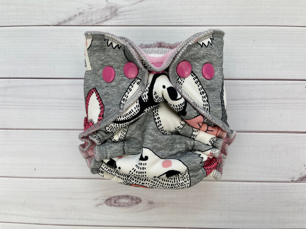 Lilly & Frank Cloth Diaper Hipster Foxes Newborn Cloth Diaper - Hybrid - Serged