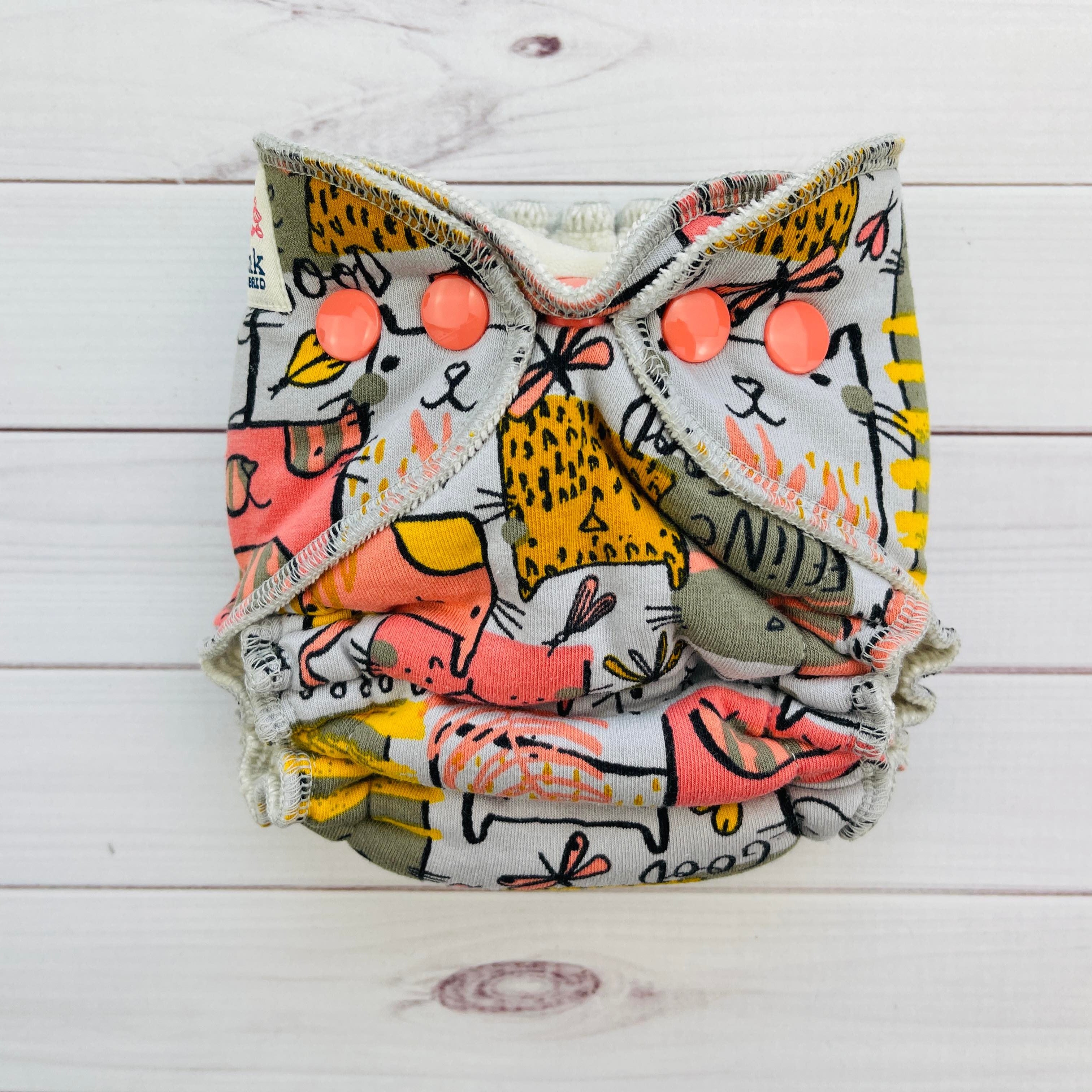 Lilly & Frank Cloth Diaper Kiki Kitty Newborn Cloth Diaper - Hybrid - Serged