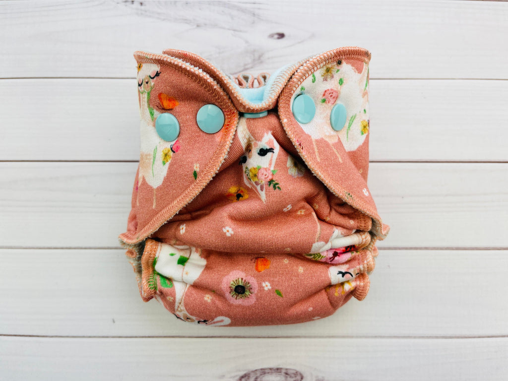 Lilly & Frank Cloth Diaper Pretty Llama Newborn Cloth Diaper - Hybrid - Serged