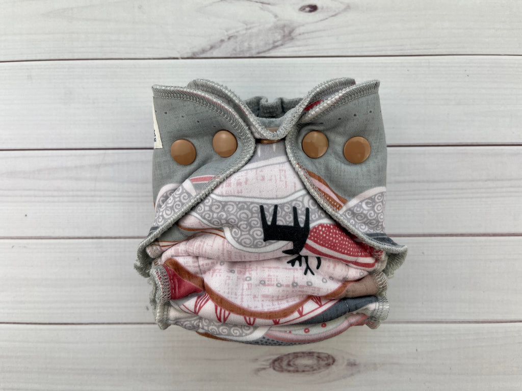 Lilly & Frank Cloth Diaper Sienna Deer Newborn Cloth Diaper - Hybrid - Serged
