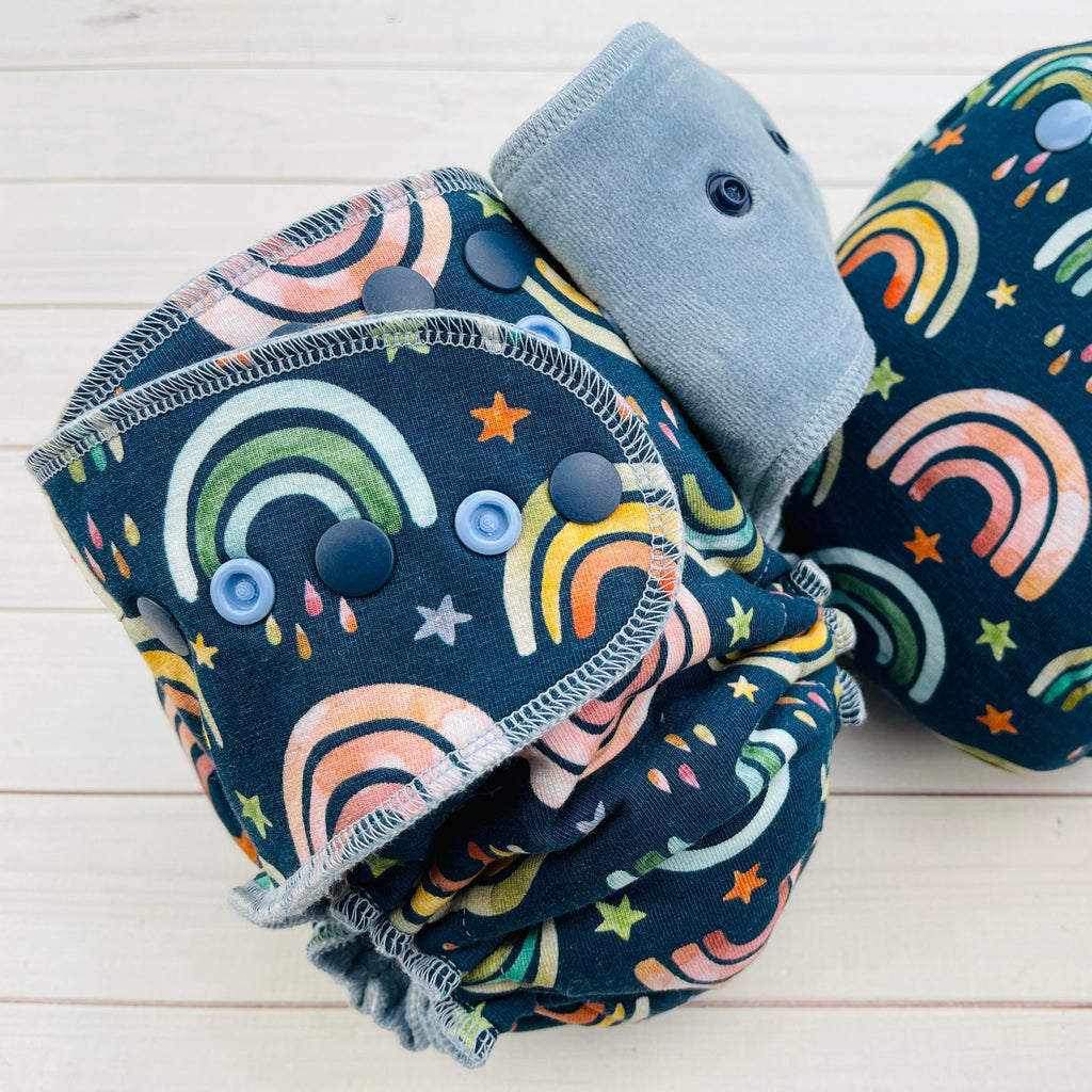 Lilly & Frank cloth diaper Stars & Rainbows Toddler Cloth Diaper - Hybrid -Serged