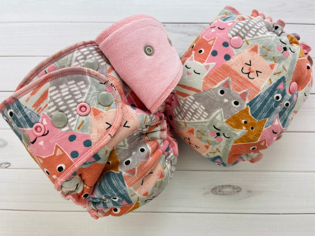 Lilly & Frank cloth diaper Stella Mae's Purrrfect Day Toddler Cloth Diaper - Fitted - Serged