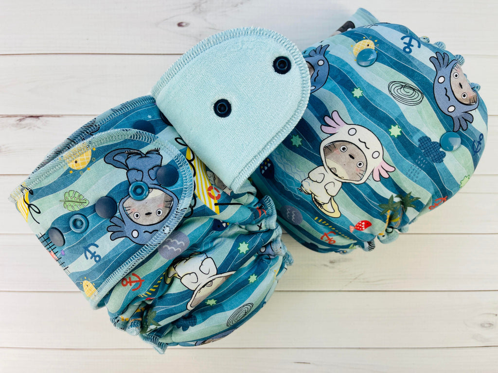 Lilly & Frank cloth diaper Totoro Axolotls Toddler Cloth Diaper - Hybrid - Classic Serged