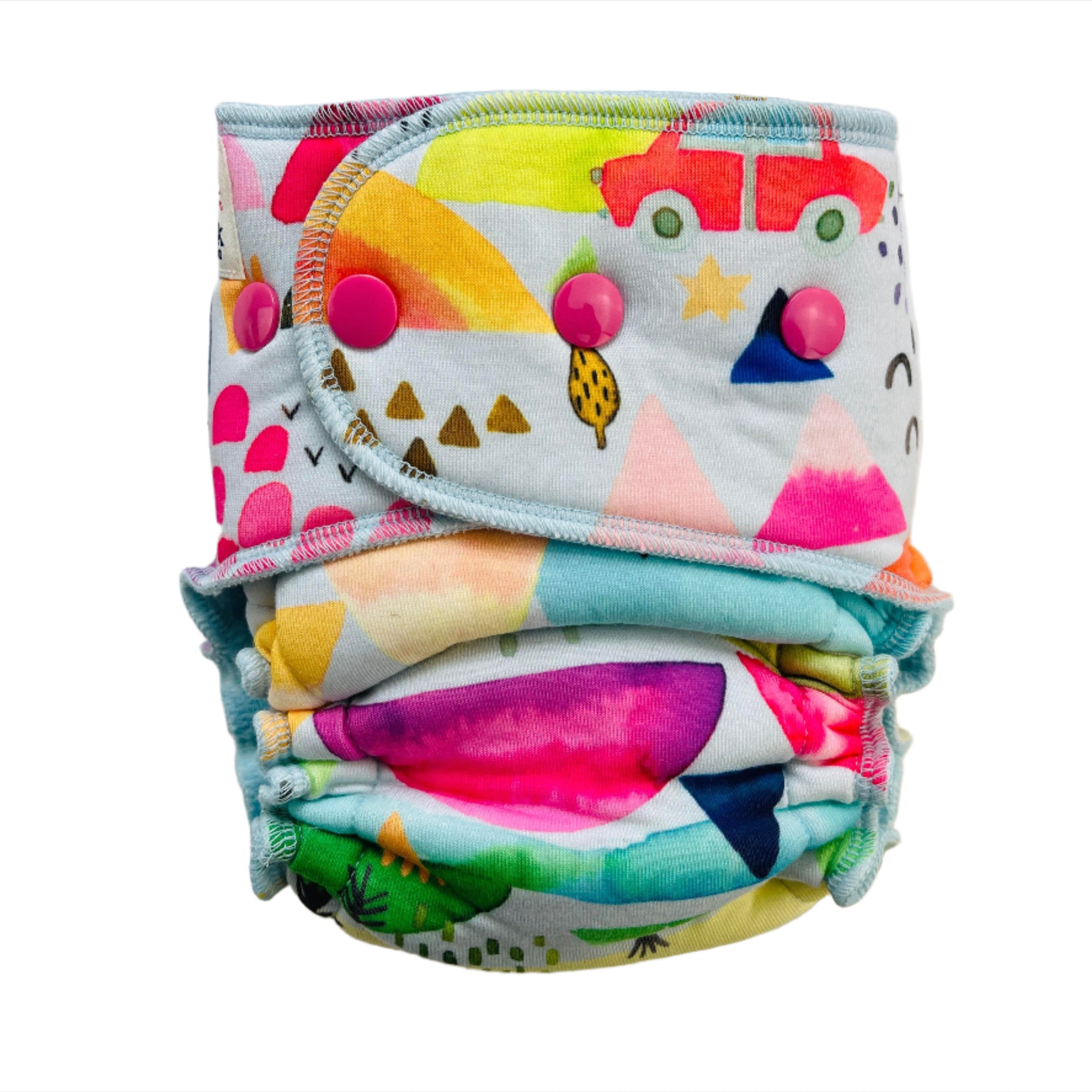 Lilly & Frank Fitted Cloth Diaper Let The Adventure Begin Petite Hybrid Cloth Diaper - Hybrid - Classic Serged