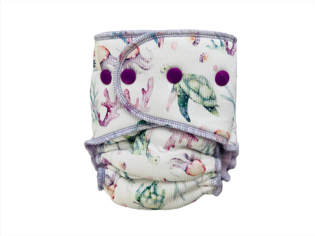 Lilly & Frank Fitted Cloth Diaper Sea Turtles Petite Hybrid Cloth Diaper - Hybrid - Classic Serged