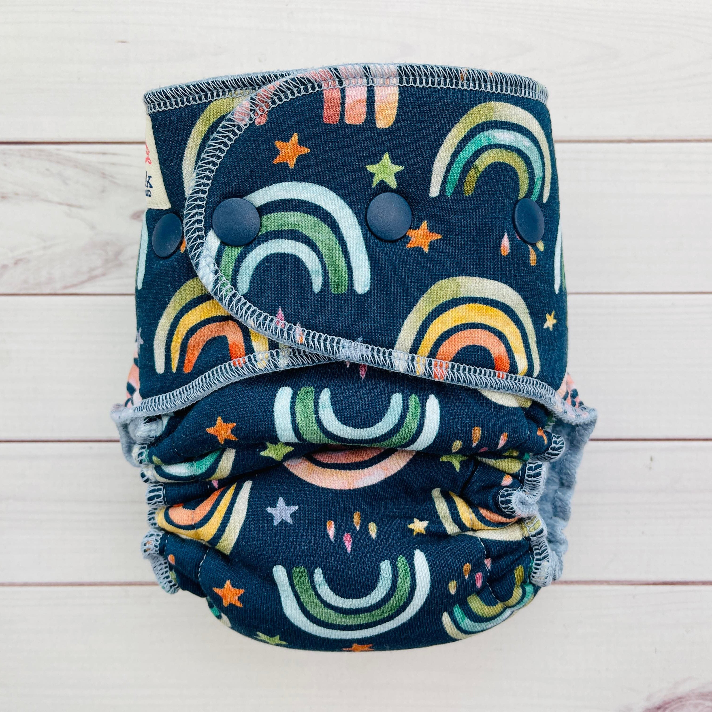 Lilly & Frank Fitted Cloth Diaper Stars & Rainbows Petite Hybrid Cloth Diaper - Hybrid - Classic Serged