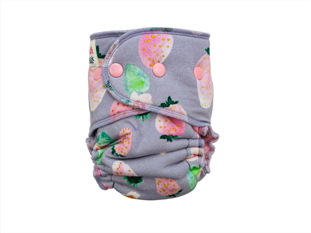 Lilly & Frank Fitted Cloth Diaper Strawberry Smoothie Petite Hybrid Cloth Diaper - Hybrid - Classic Serged