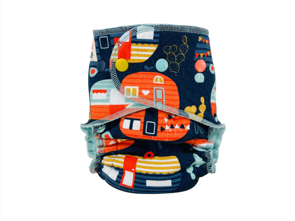 Lilly & Frank Fitted Cloth Diaper Sunset Campers Petite Hybrid Cloth Diaper - Hybrid - Classic Serged