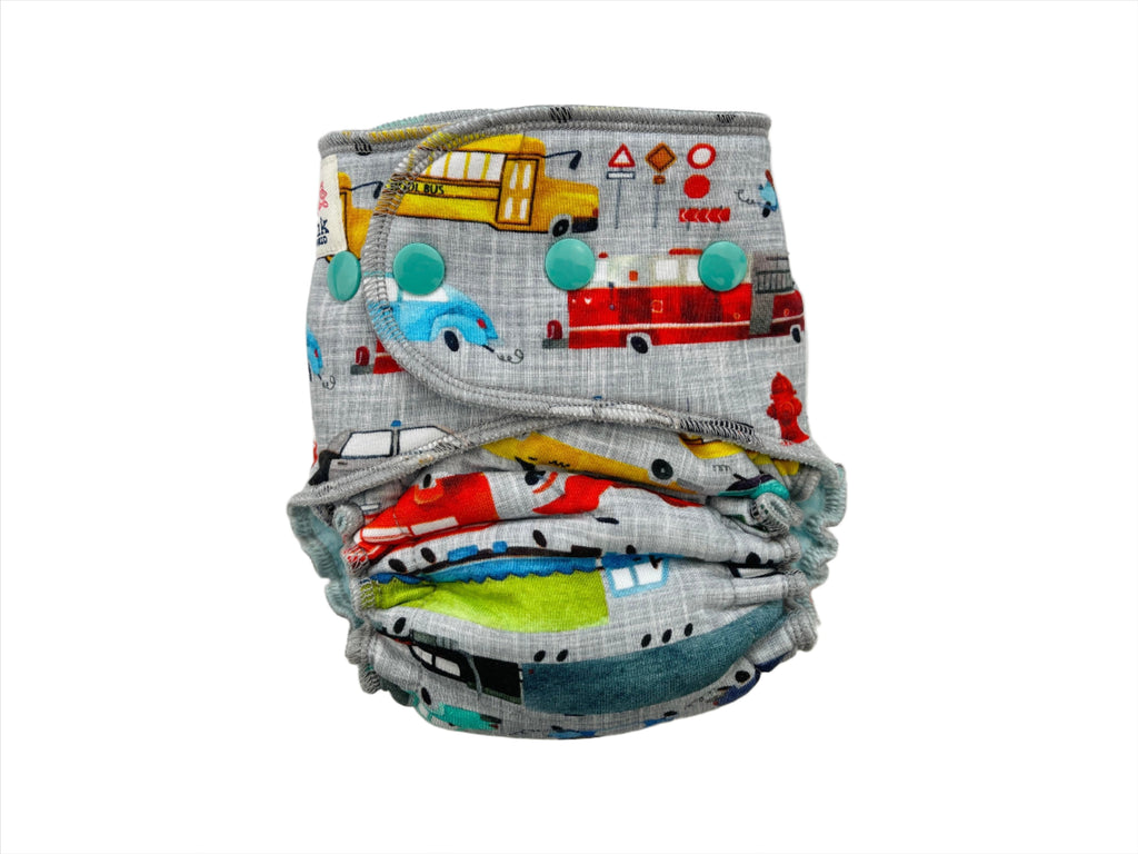 Lilly & Frank Fitted Cloth Diaper Traffic Jam Petite Hybrid Cloth Diaper - Hybrid - Classic Serged
