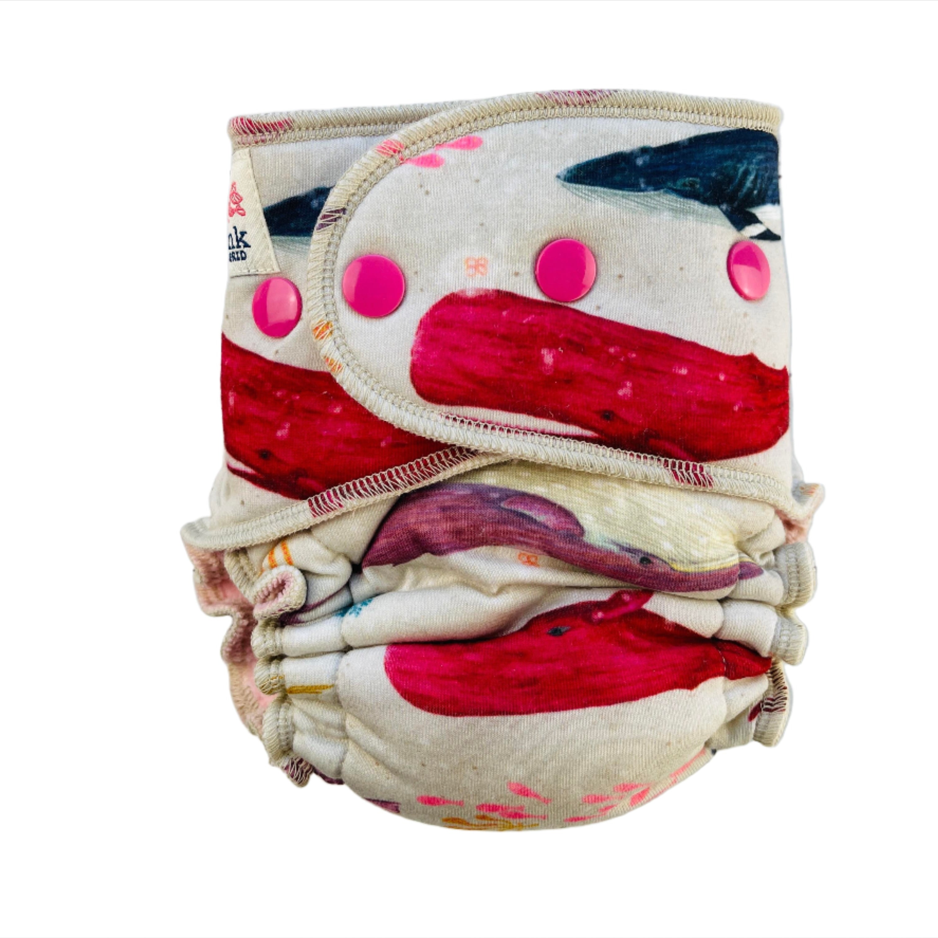 Lilly & Frank Fitted Cloth Diaper Whale Whispers Petite Hybrid Cloth Diaper - Hybrid - Classic Serged
