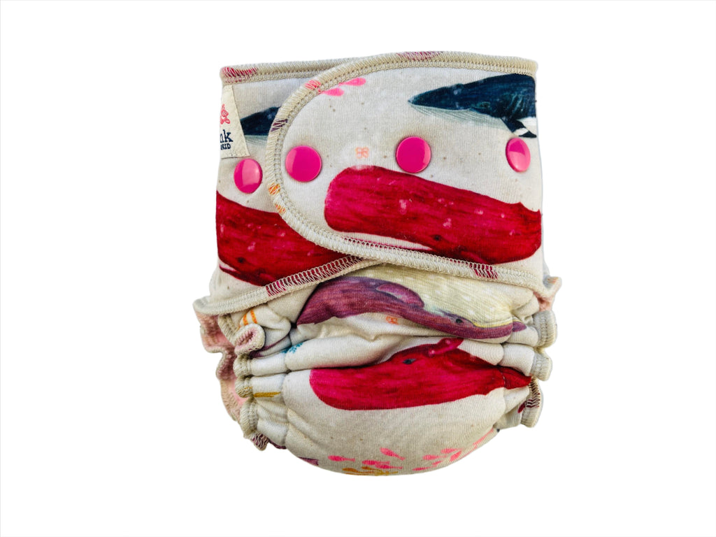 Lilly & Frank Fitted Cloth Diaper Whale Whispers Petite Hybrid Cloth Diaper - Hybrid - Classic Serged