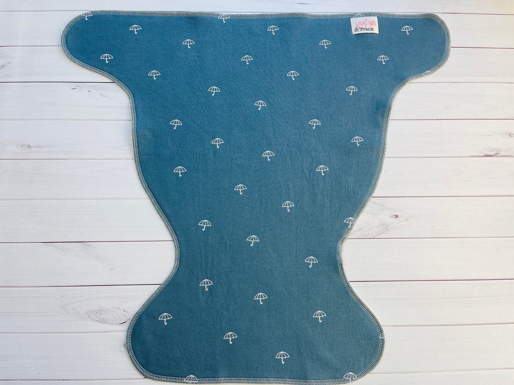 Lilly & Frank Flat Cloth Diaper Blue Umbrellas (Coming Soon!) One Size Contour Flat