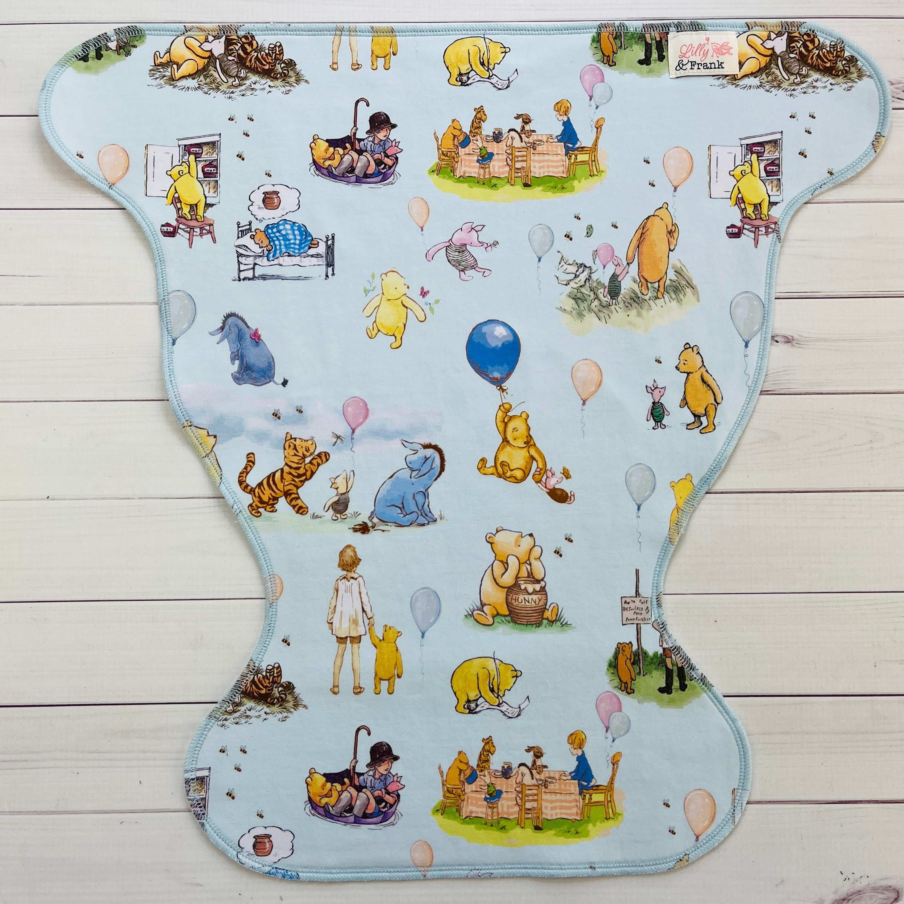 Lilly & Frank Flat Cloth Diaper Hundred Acre Wood Petite Contour Flat