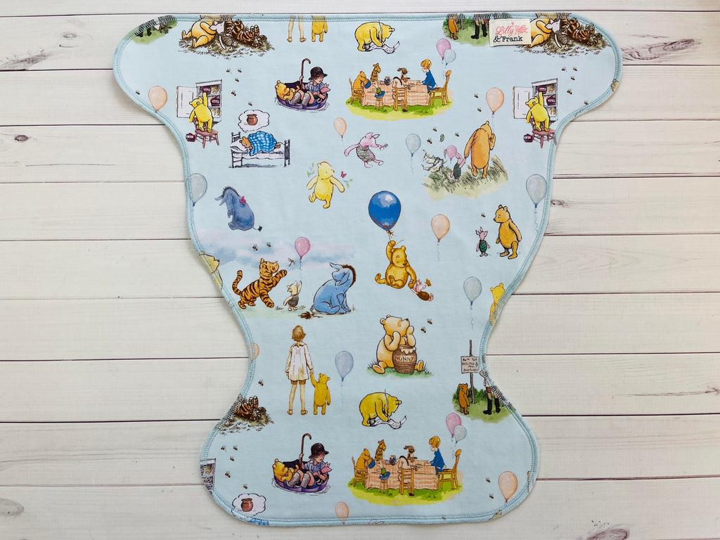 Lilly & Frank Flat Cloth Diaper Hundred Acre Wood Petite Contour Flat