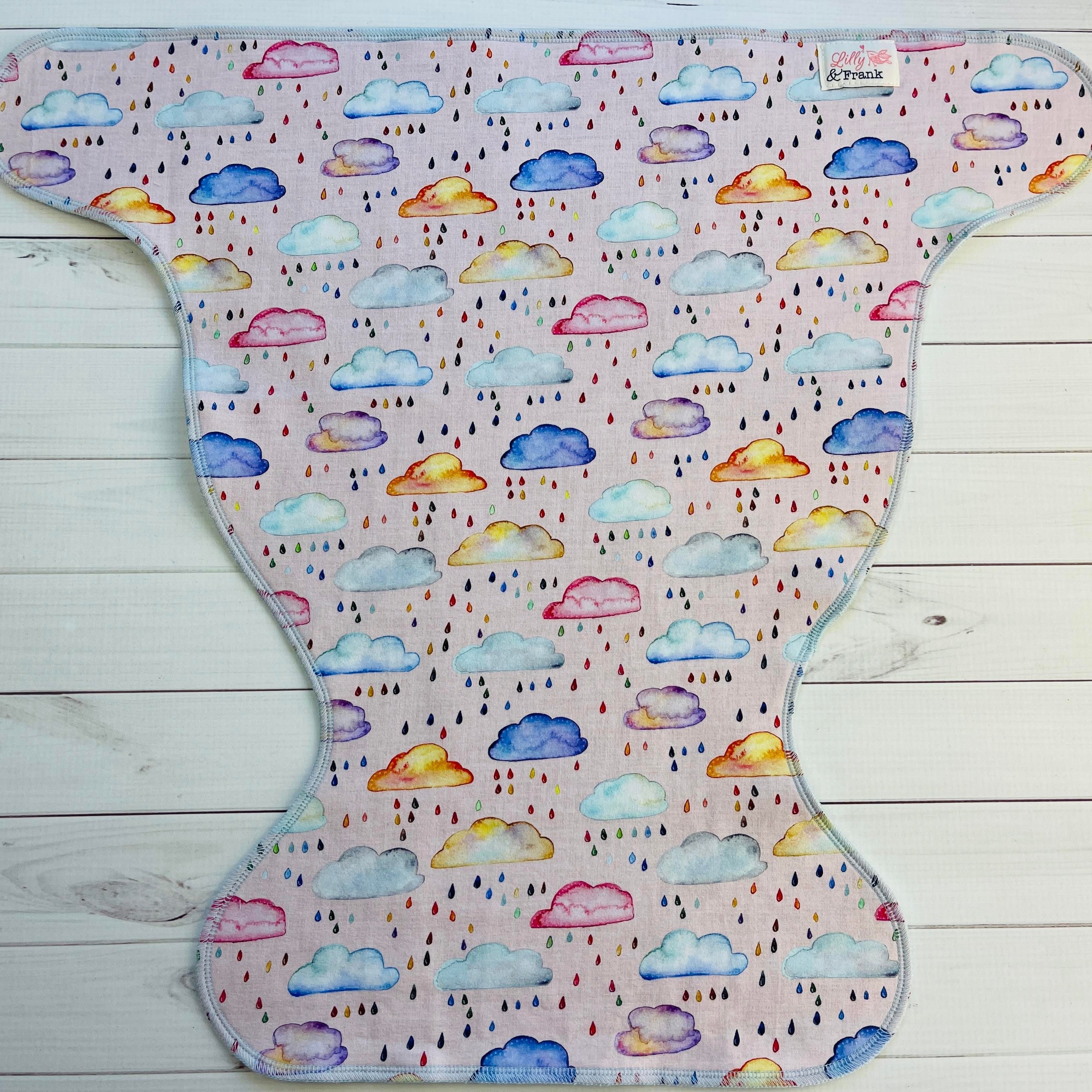 Lilly & Frank Flat Cloth Diaper Rainbow Clouds (Coming Soon!) One Size Contour Flat