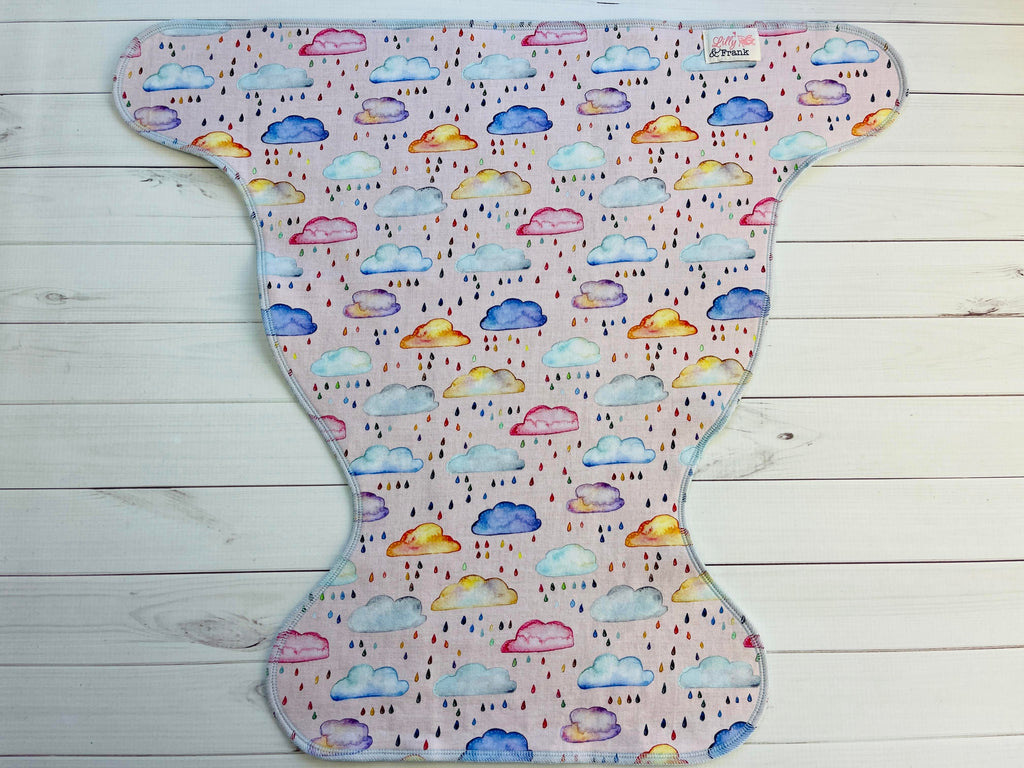 Lilly & Frank Flat Cloth Diaper Rainbow Clouds (Coming Soon!) One Size Contour Flat