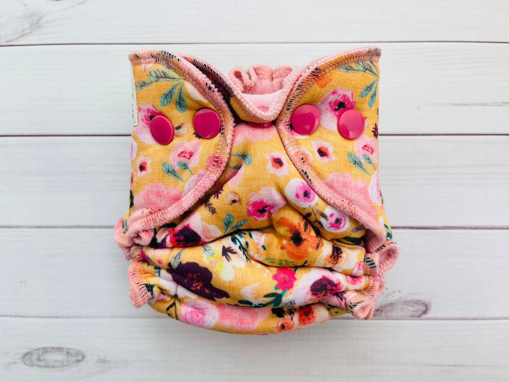 Lilly & Frank Newborn Cloth Diaper Bloom Burst Newborn Fitted Serged Cloth Diaper